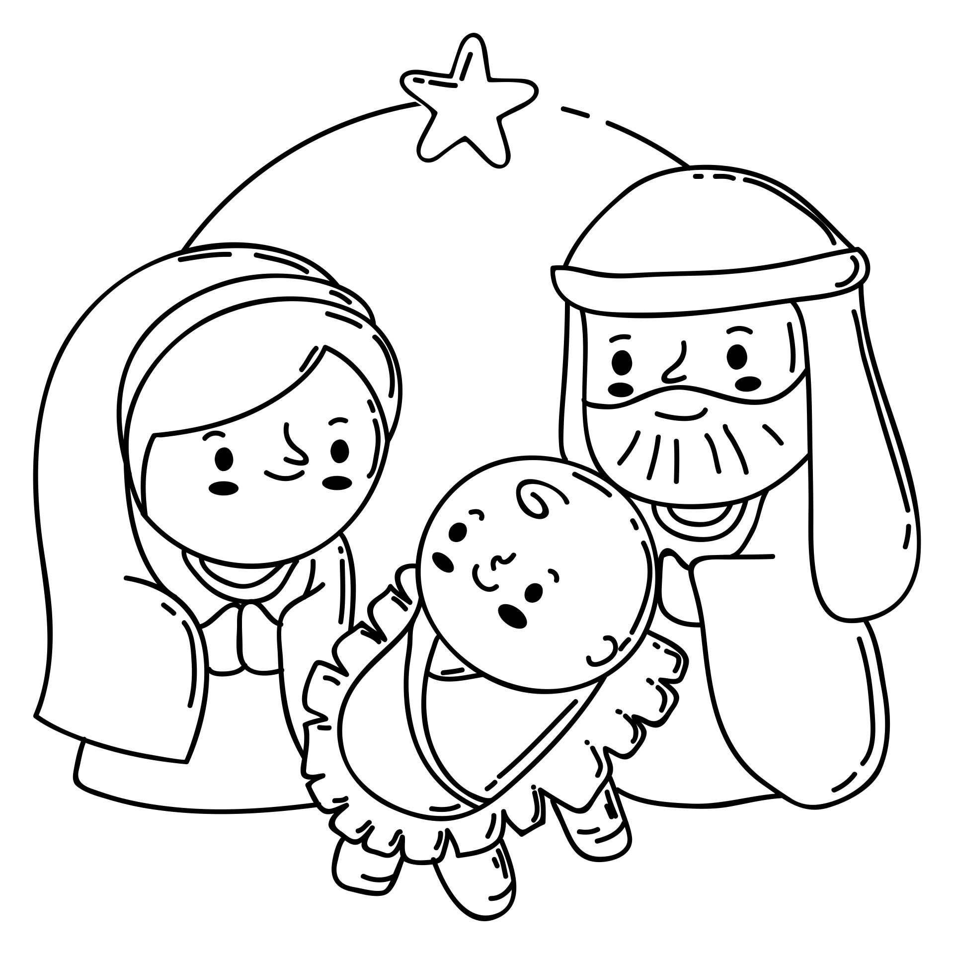 Nativity Scene Christmas Coloring Pages with Jesus