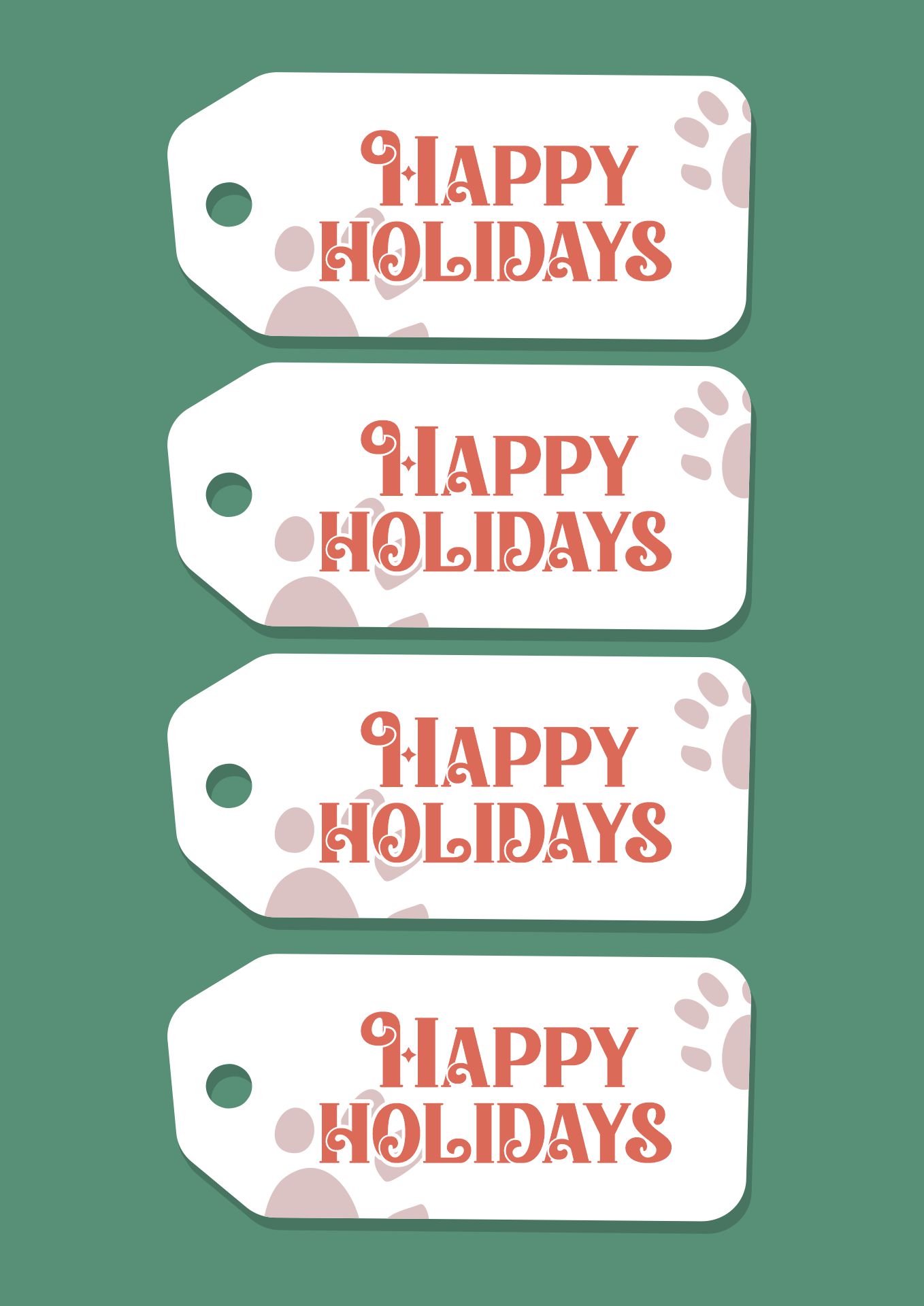 Paw Print Tag Holiday Gift Decor