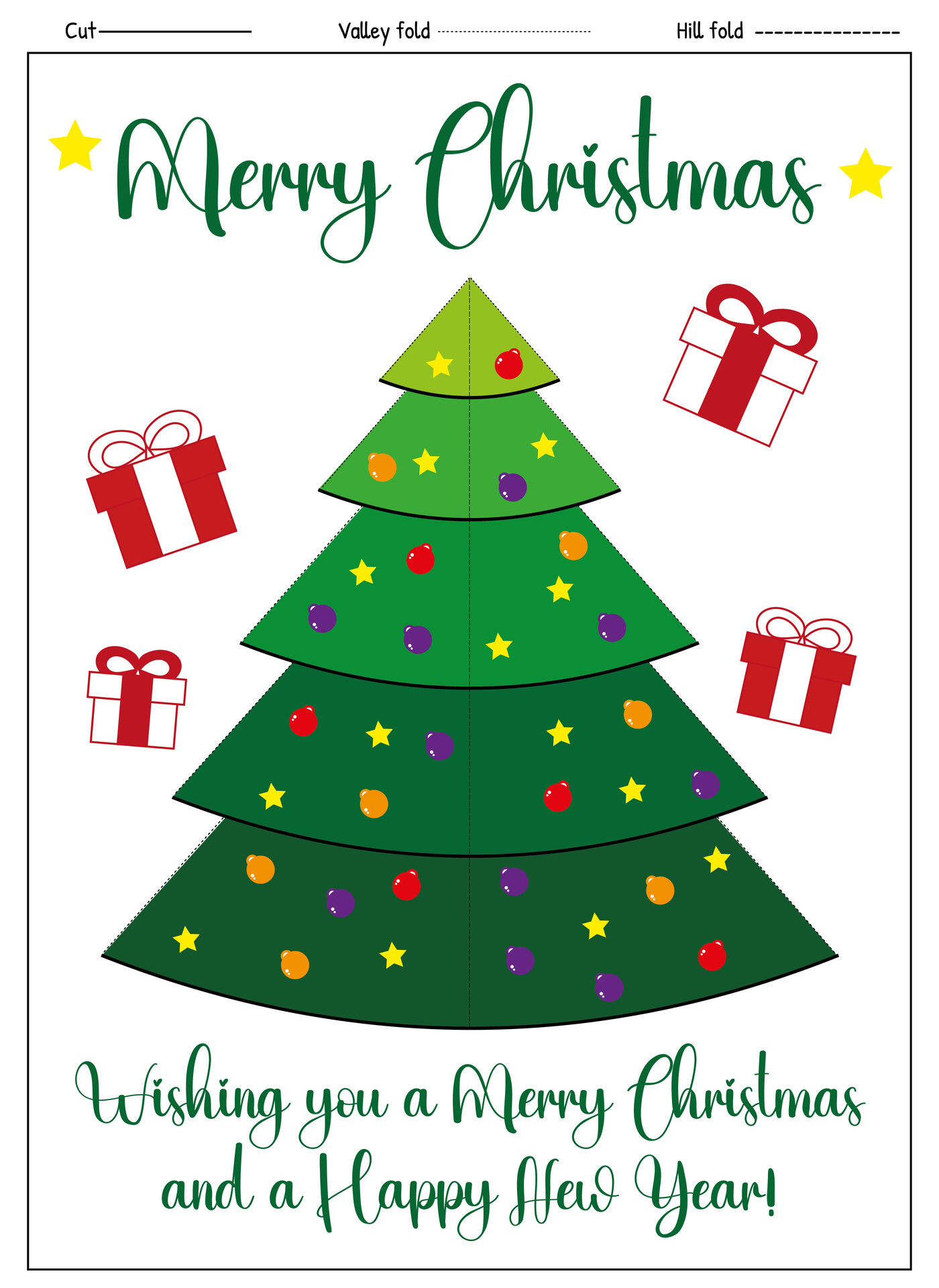 Printable 3D Christmas Tree Cards