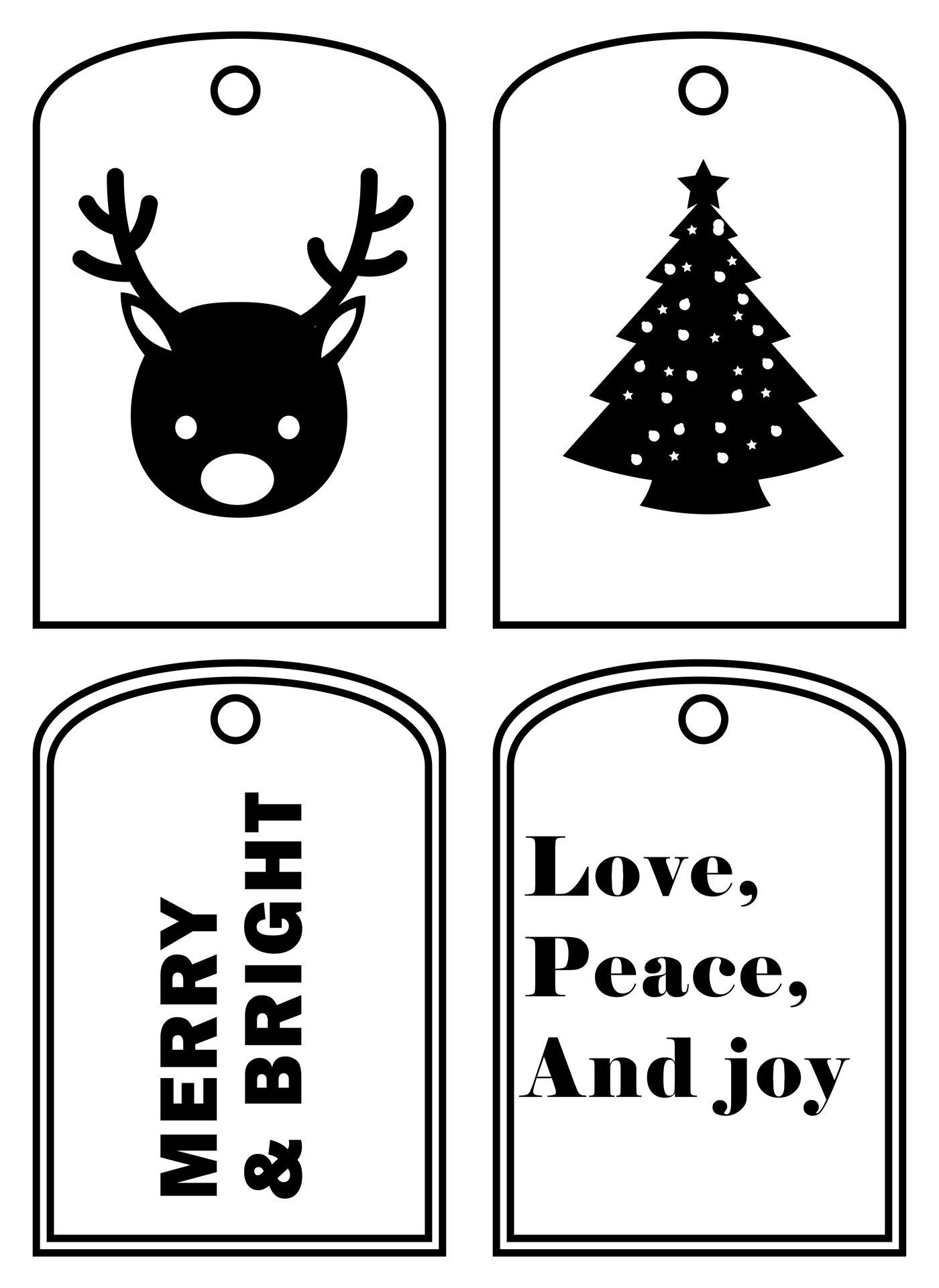 Printable Black and White Christmas Tags for Gift Labeling