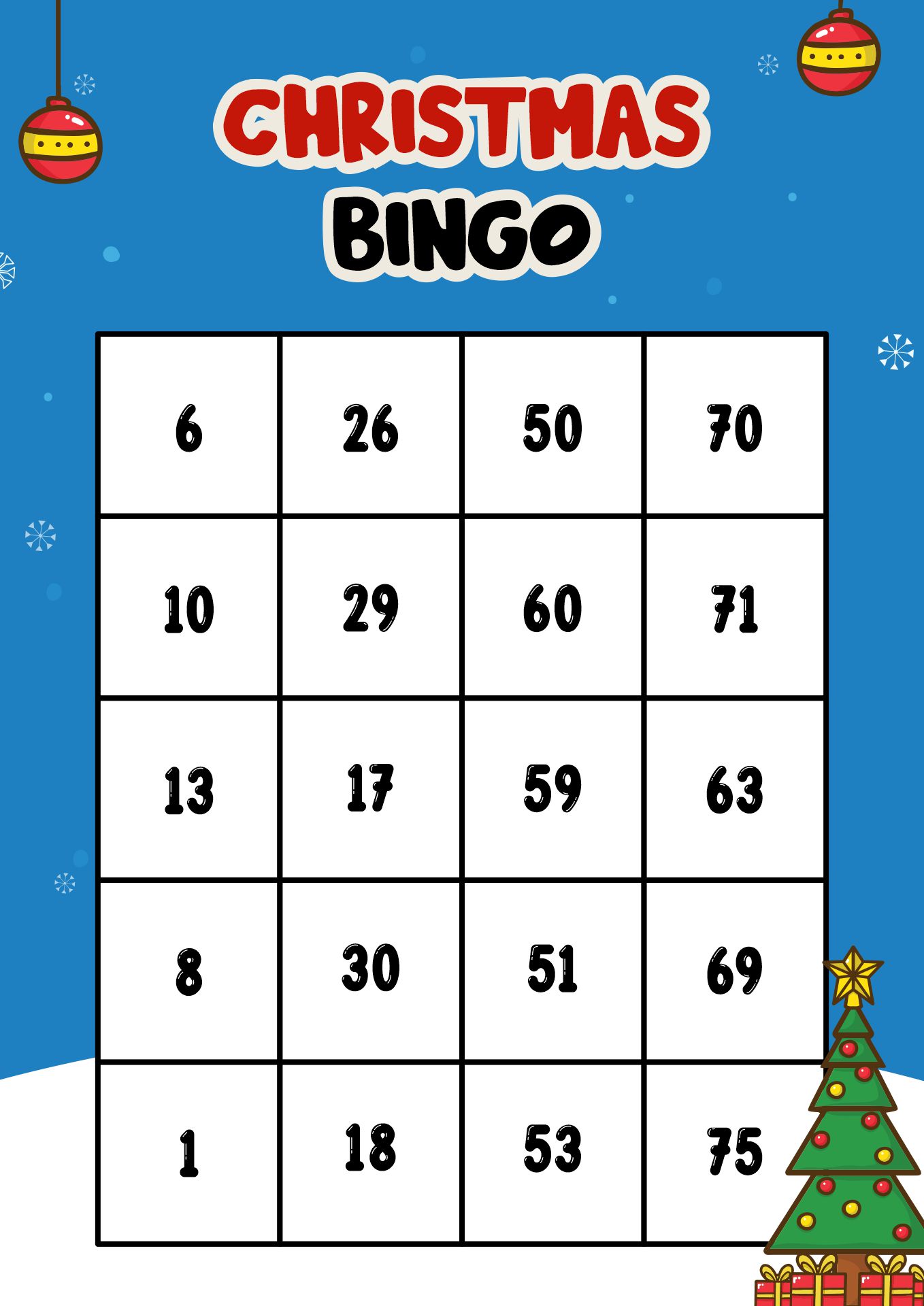 Printable Christmas Bingo Cards for Kids