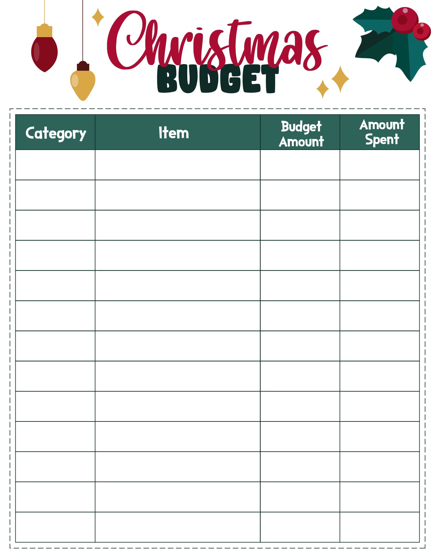 Printable Christmas Budget Planner