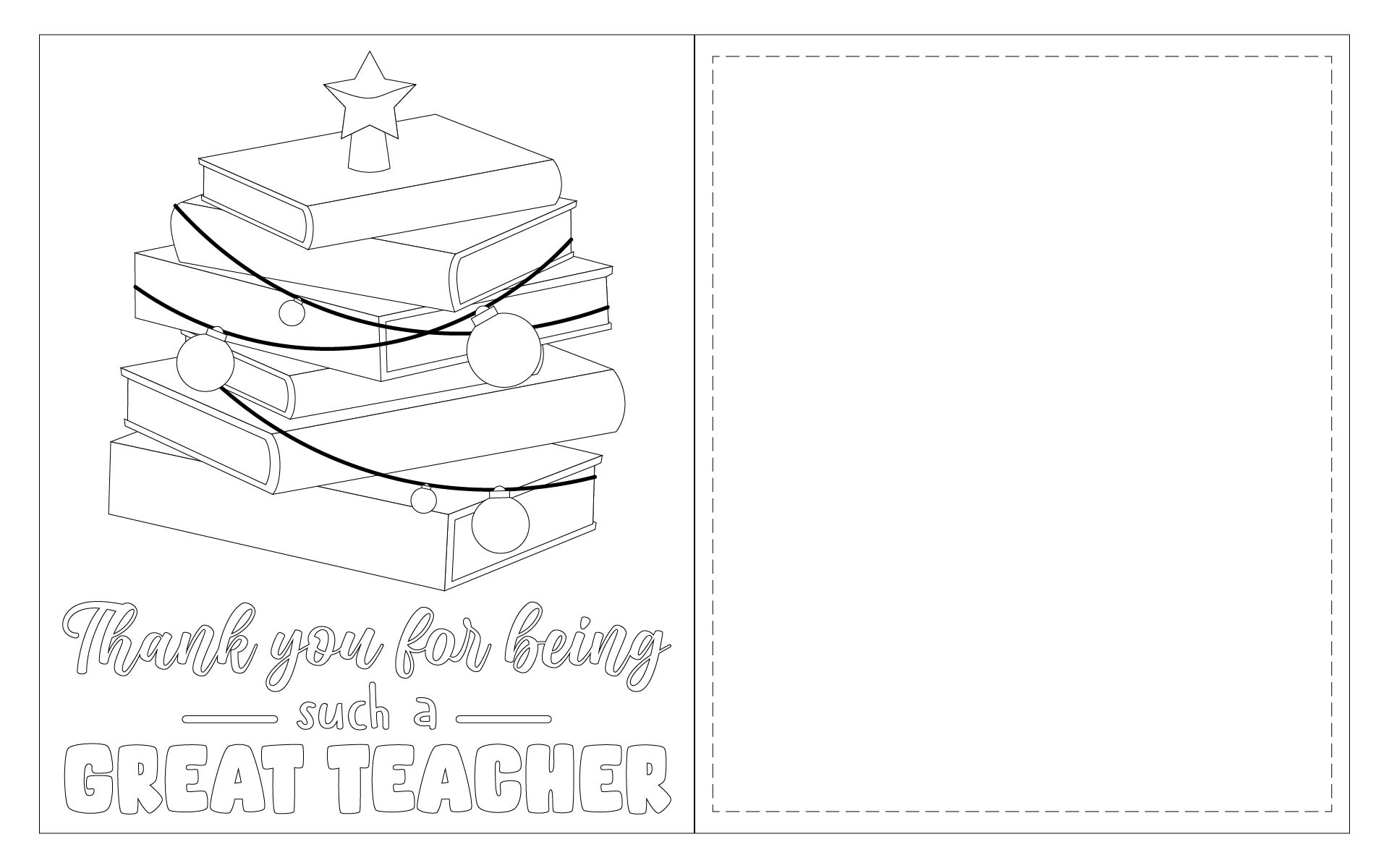 Printable Christmas Coloring Teacher Appreciation Card