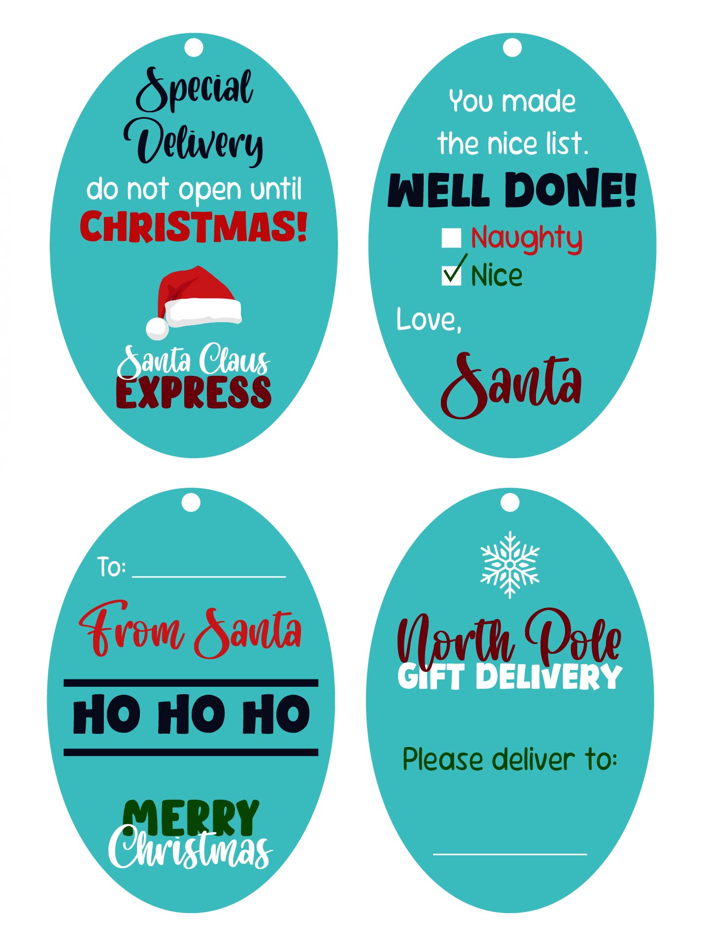 Printable Christmas Gift Tags From Santa Claus