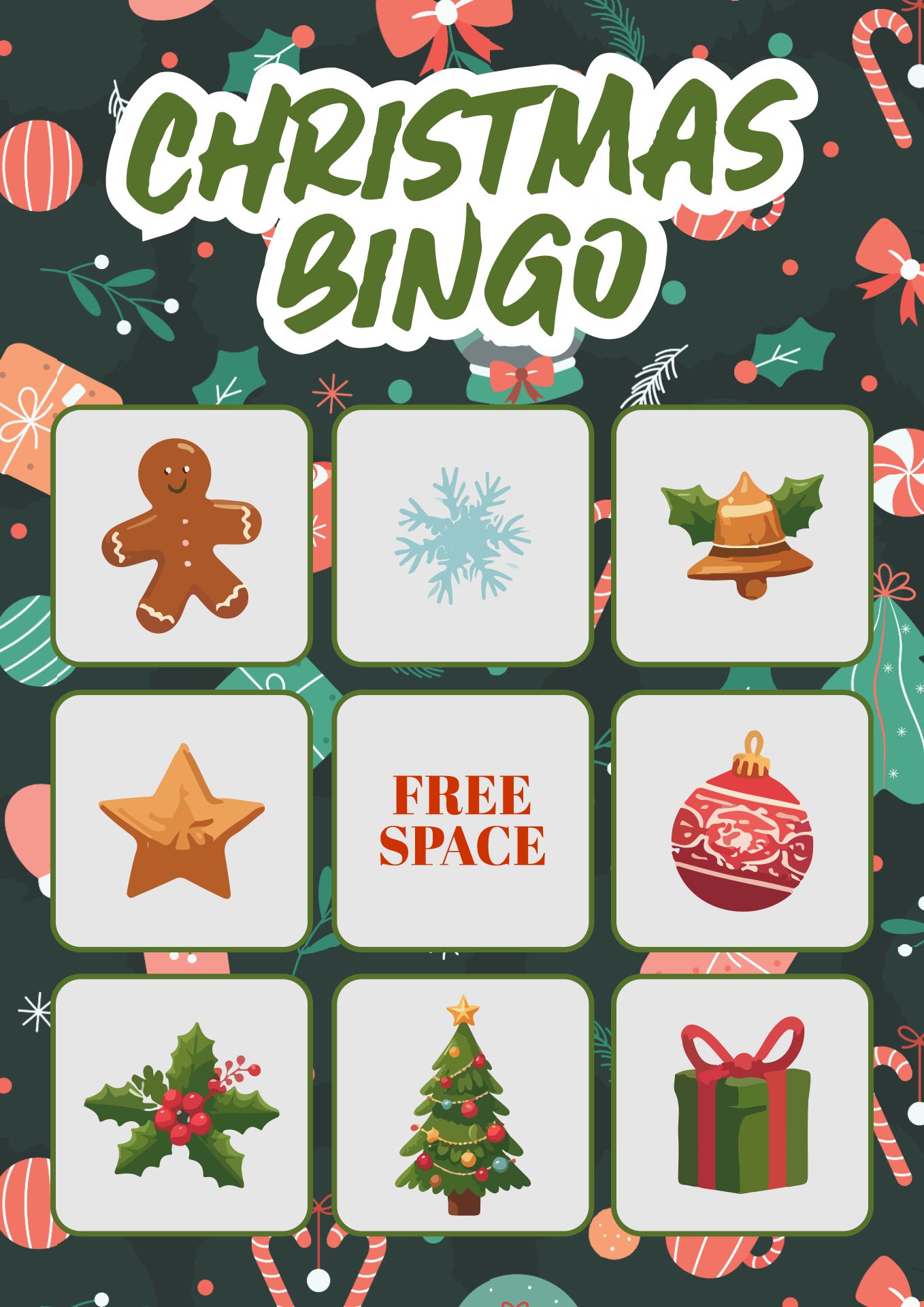 Printable Christmas Holiday Bingo Game Sets