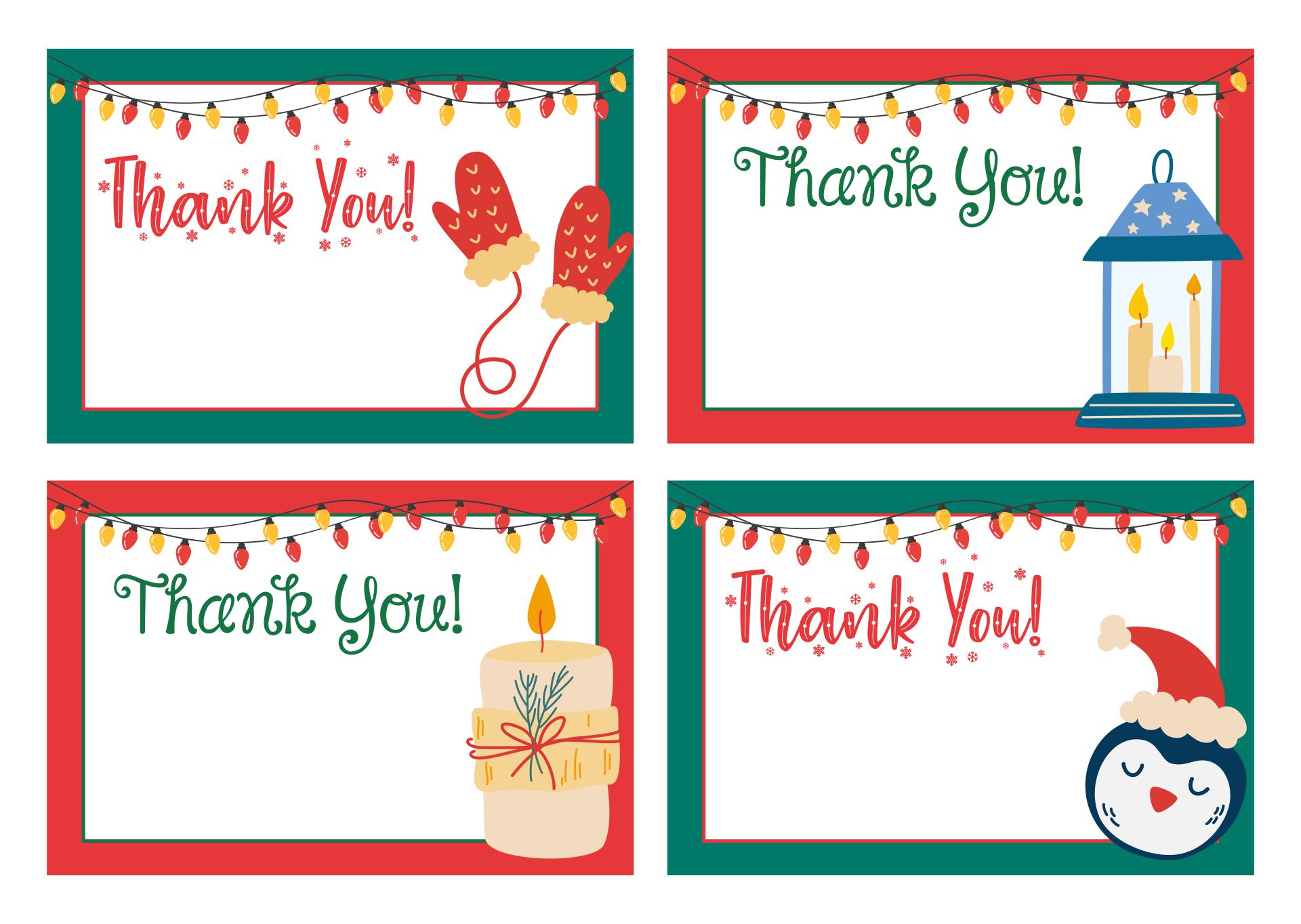 Printable Christmas Thank You Postcard