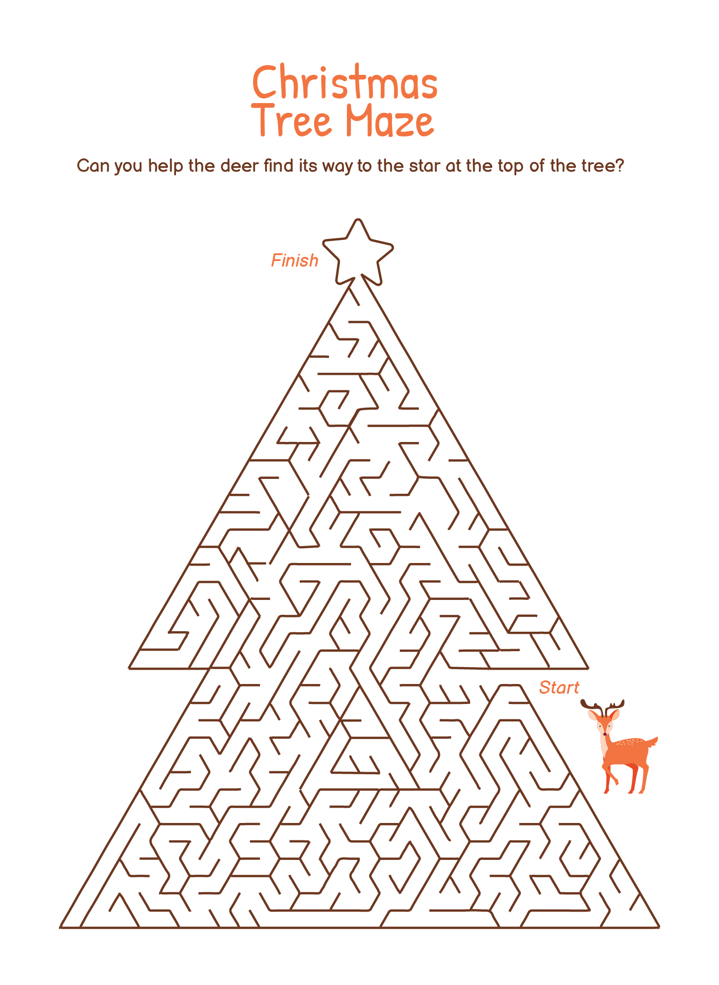 Printable Difficult Holiday Tree Labyrinth