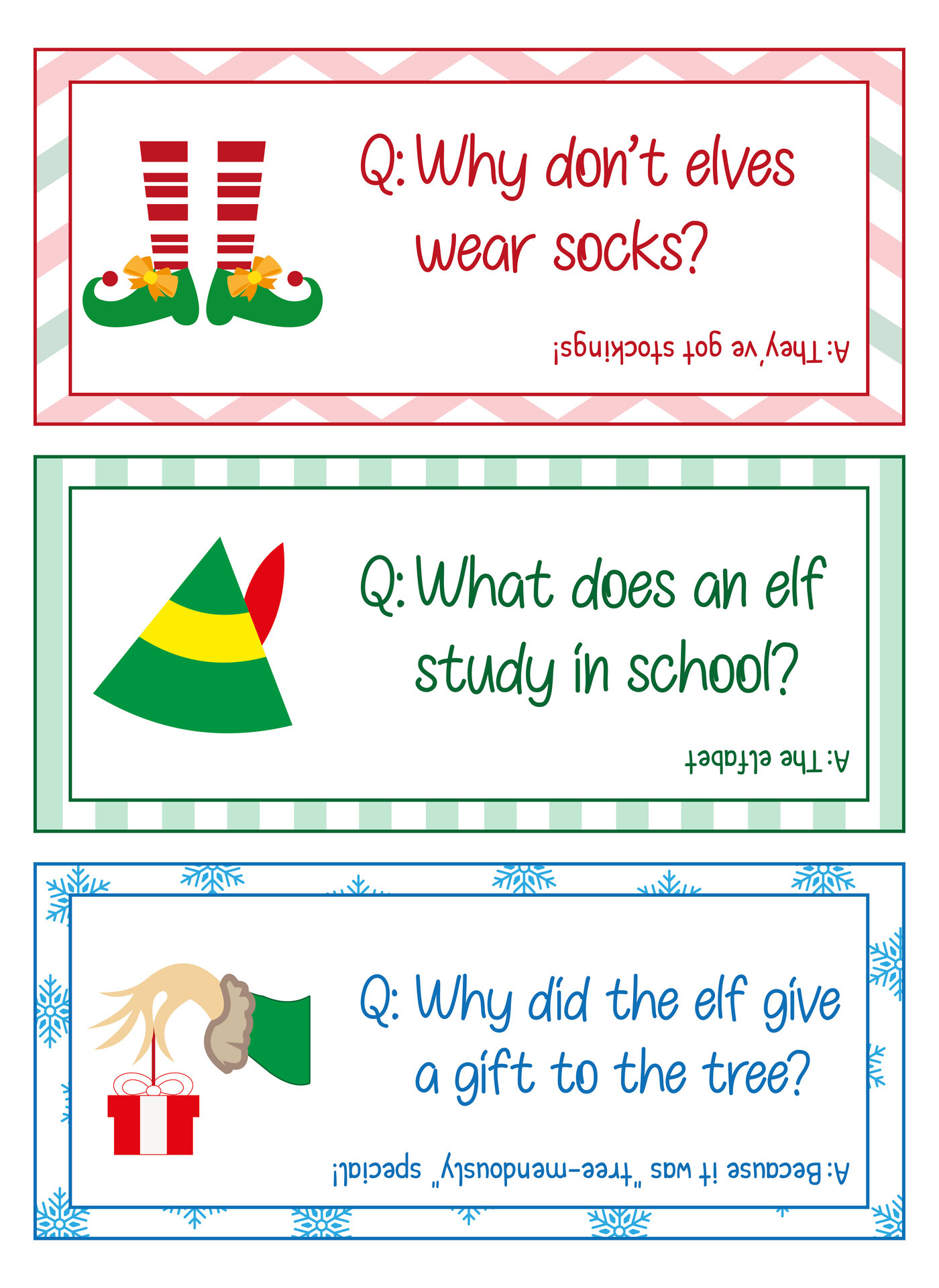 Printable Elf Joke Notes for Children