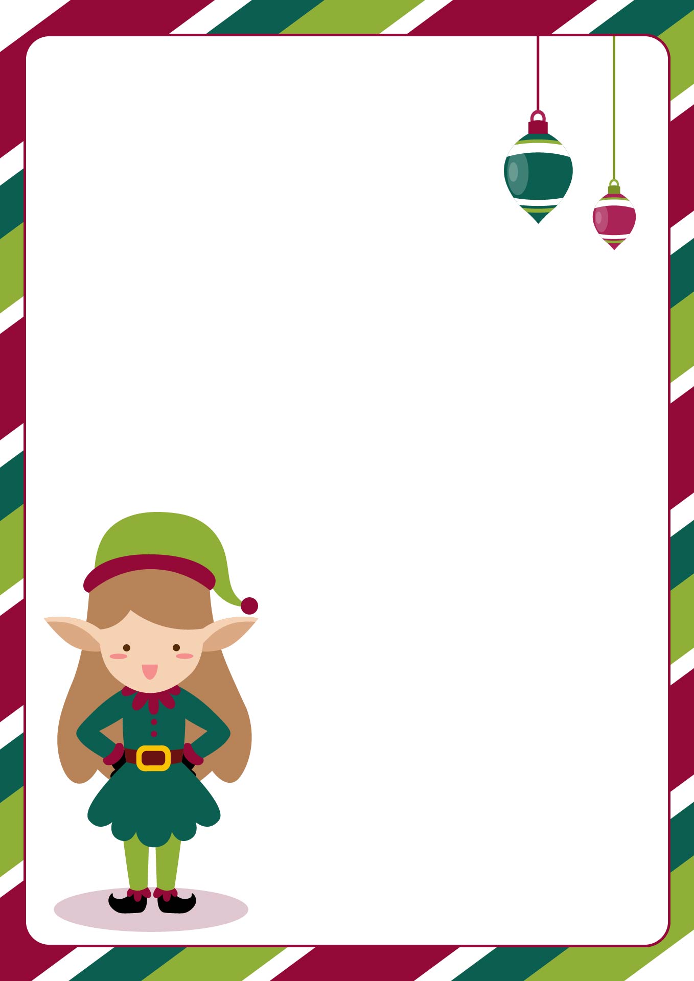 Printable Elf Pattern Stationery