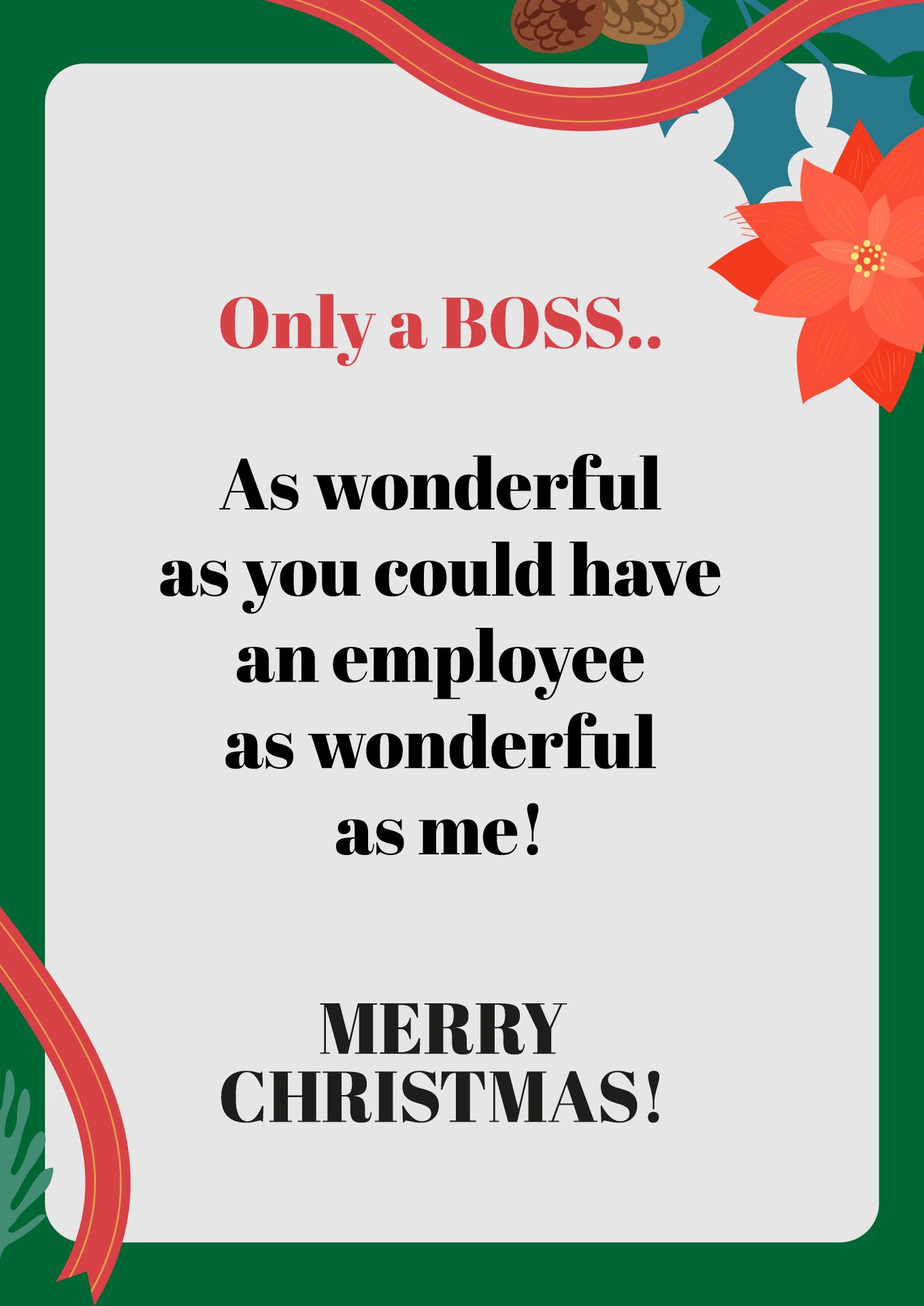 Printable Festive Christmas Cards for Boss