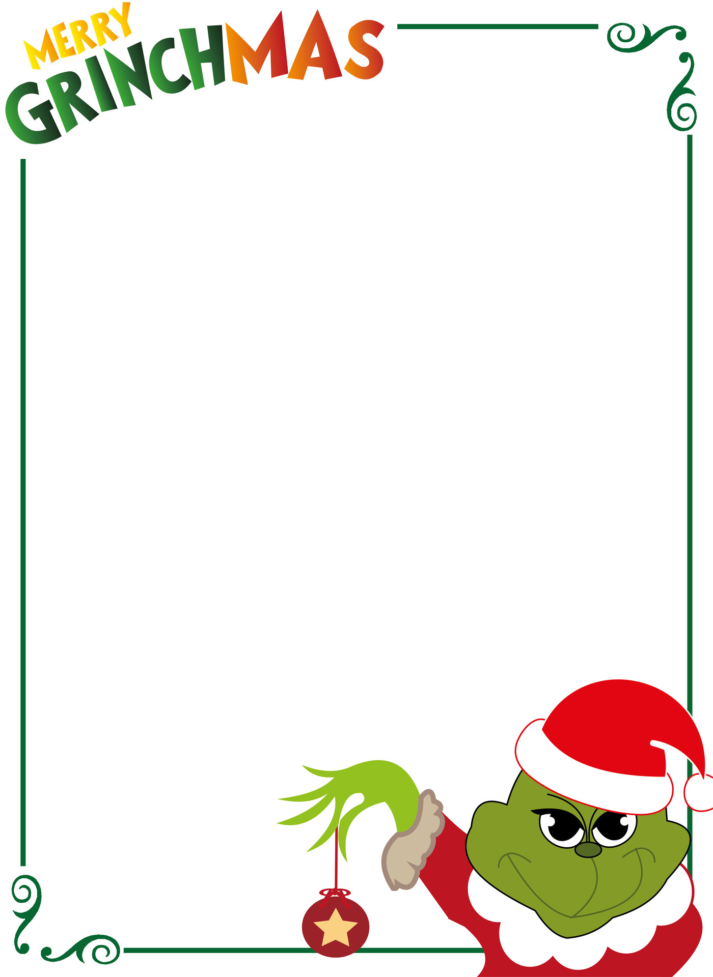 Printable Grinch Seuss Corner Border