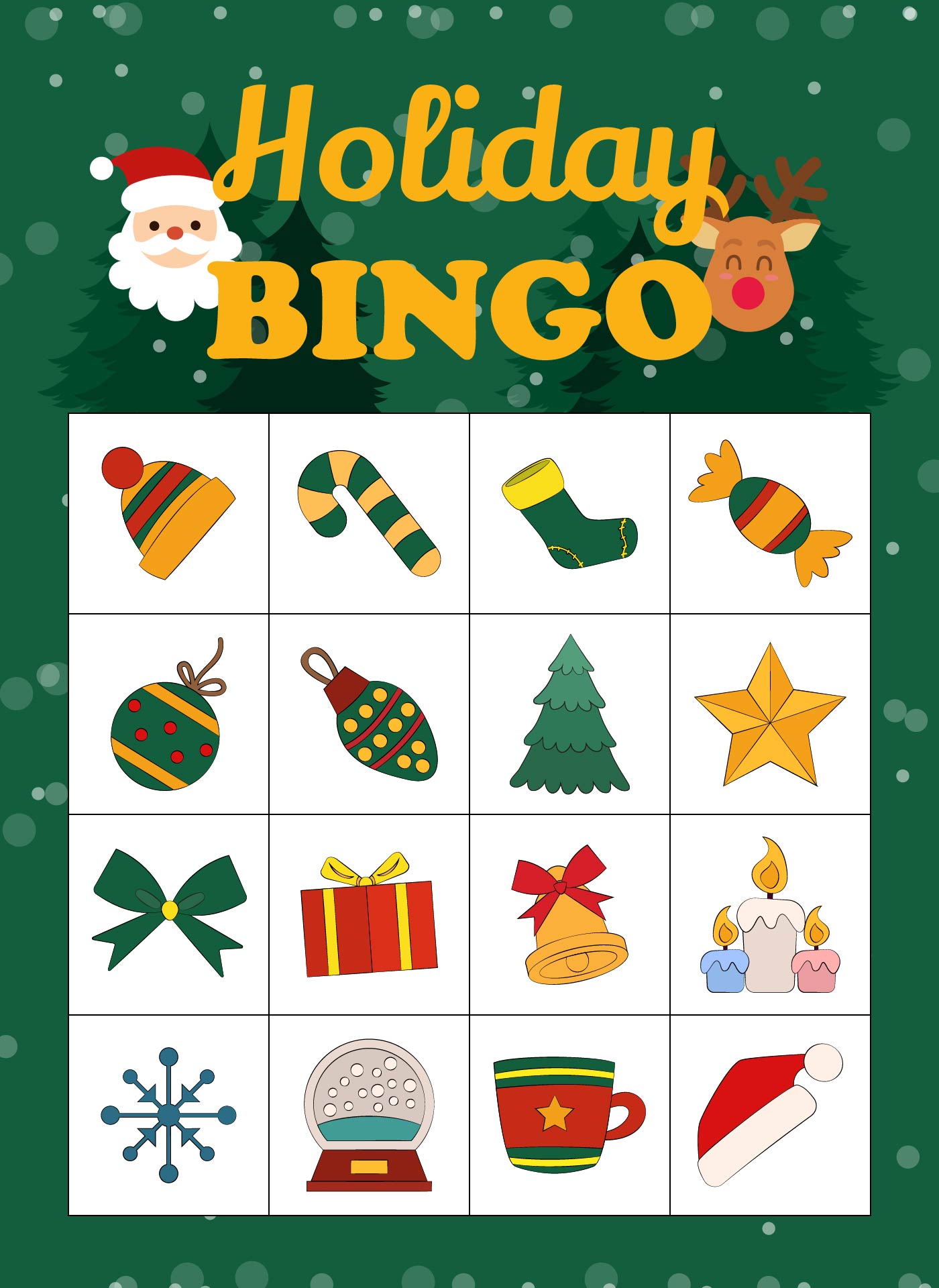 Printable Holiday Bingo Cards with Pictures