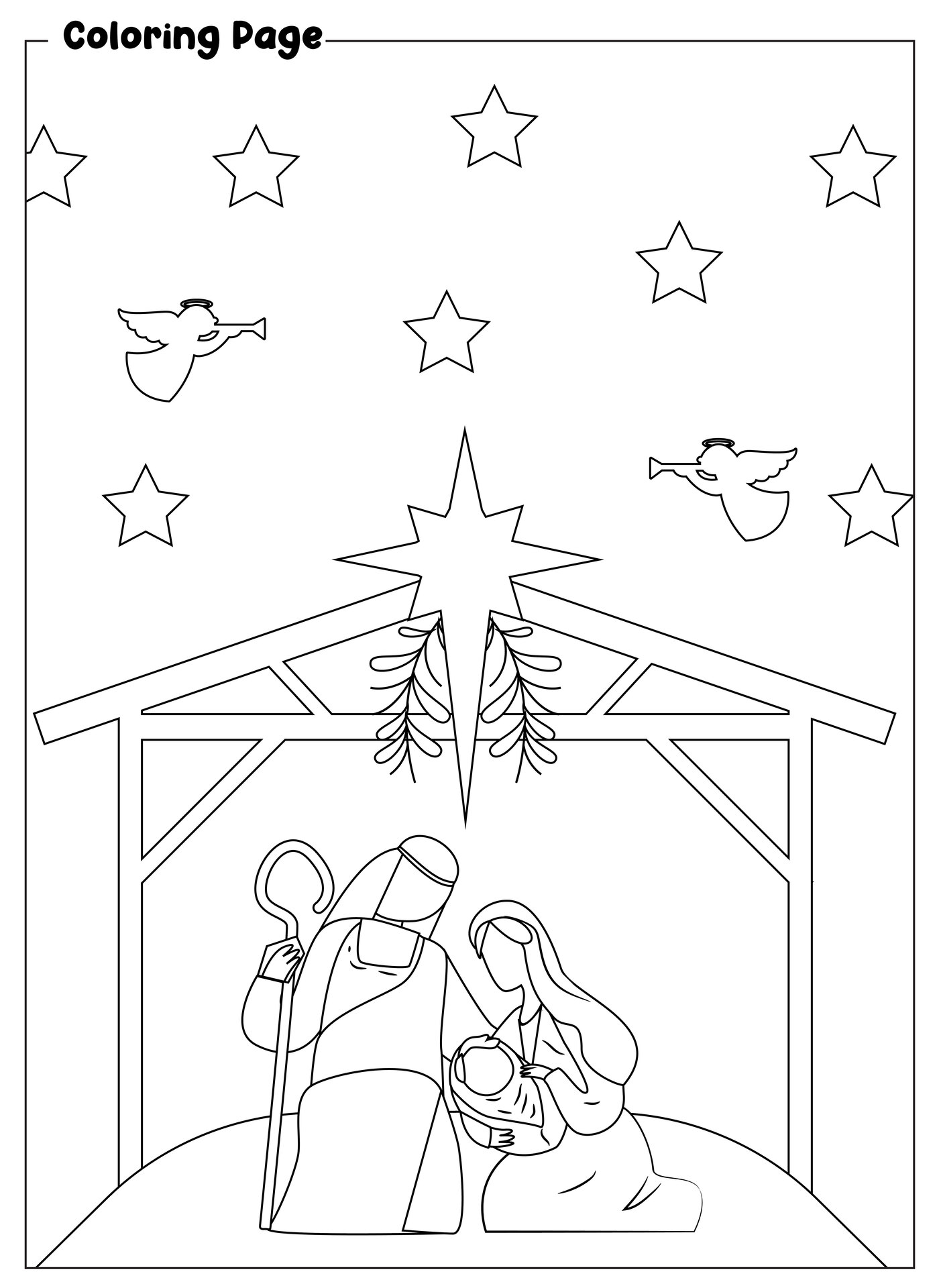 Printable Nativity Scene Coloring Pages for Christmas