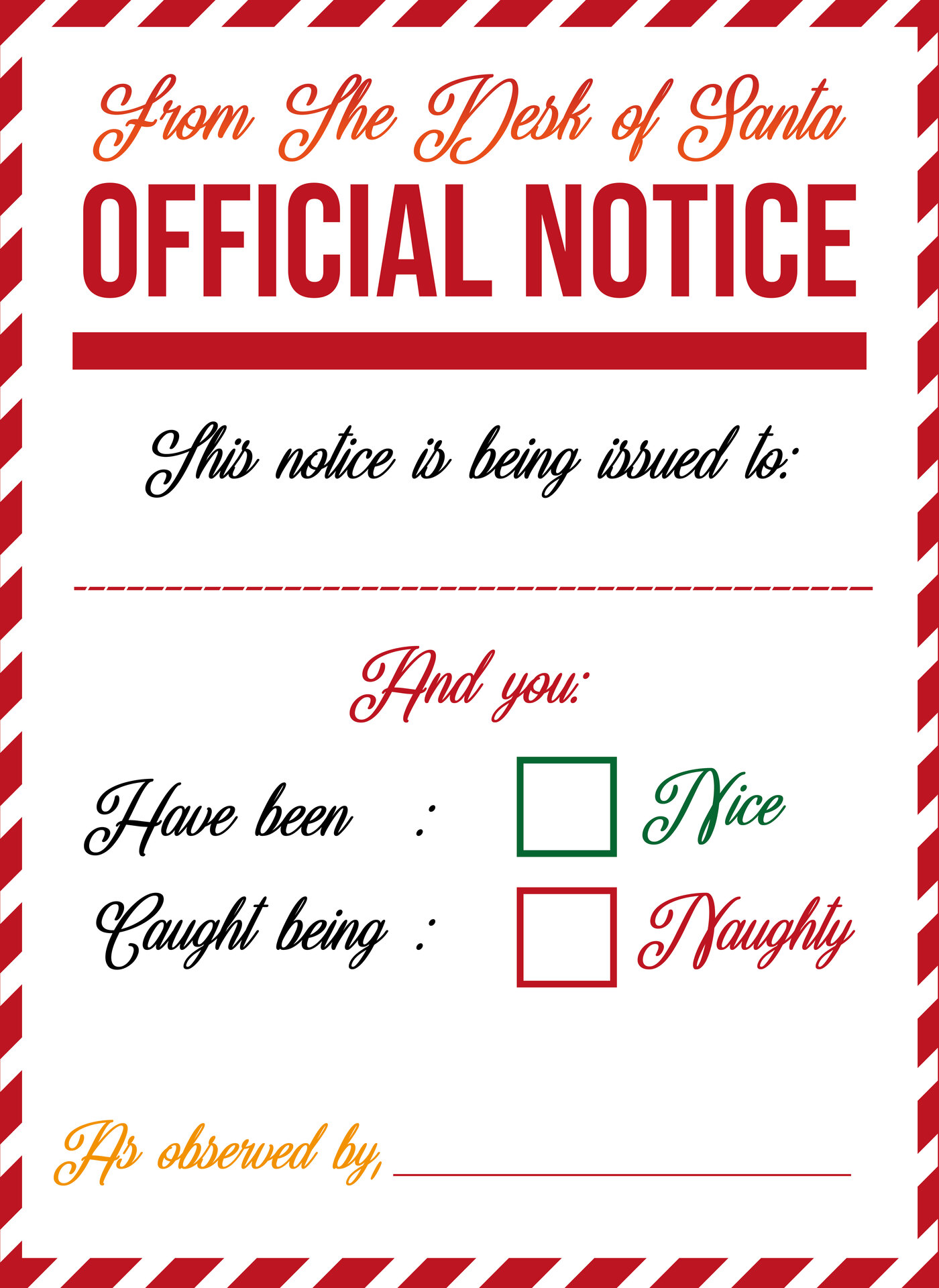 Printable Naughty or Nice Elf Notes