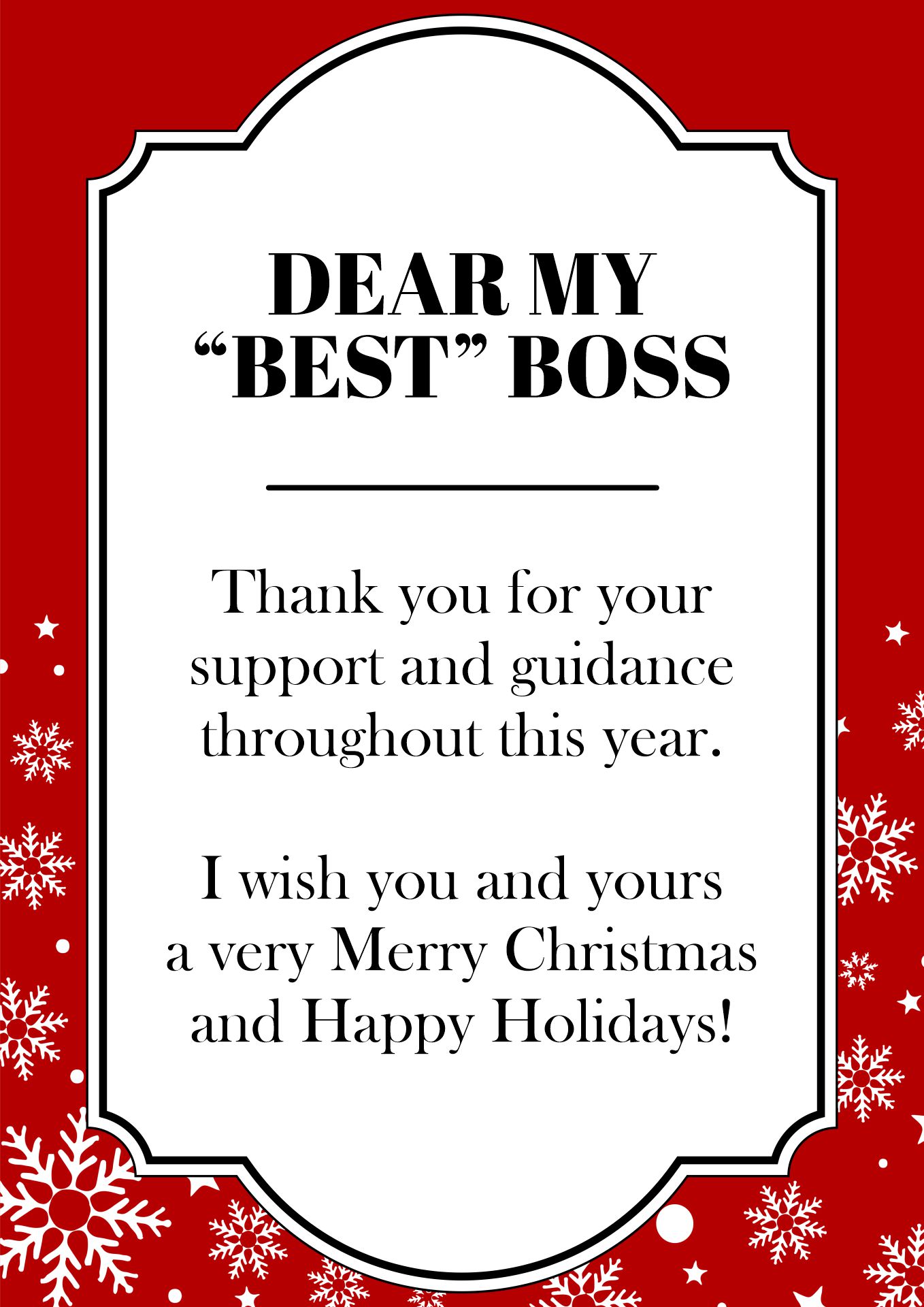 Printable Professional Christmas Cards for Boss