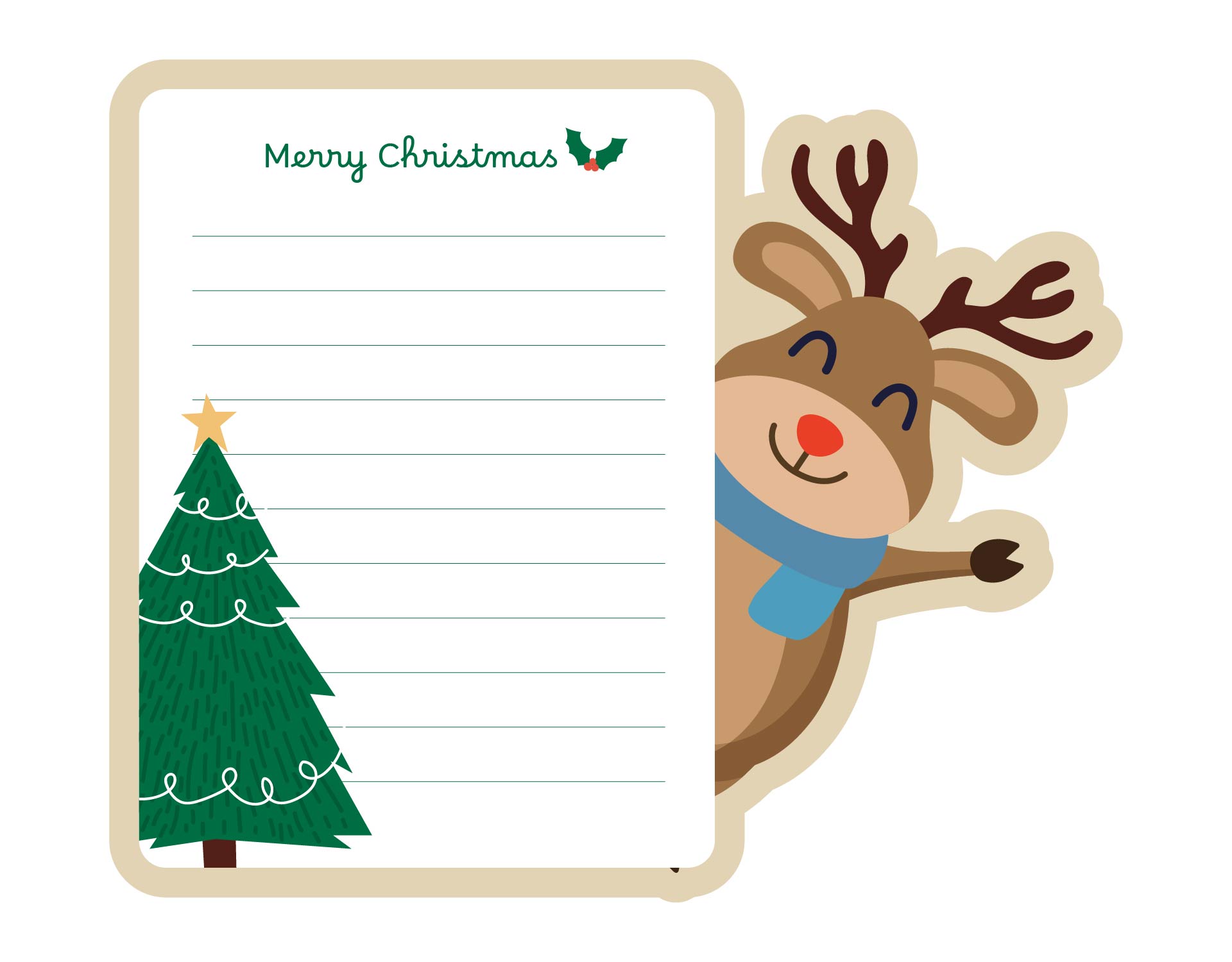 Printable Reindeer Card for Christmas