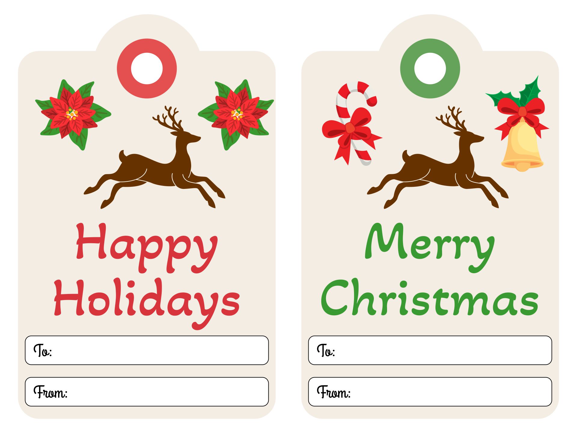 Printable Reindeer Christmas Gift Tags