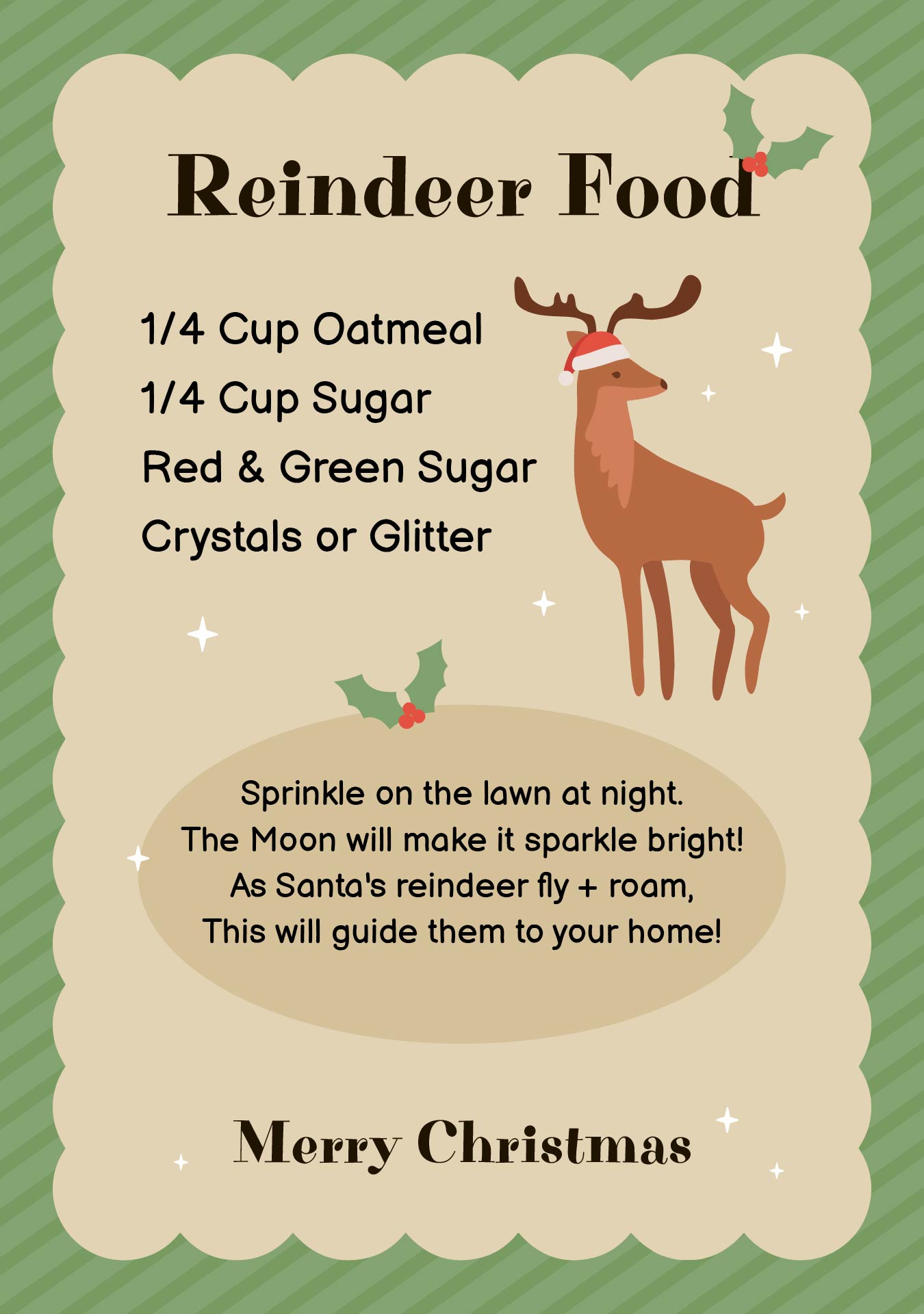 Printable Reindeer Food Ingredients List