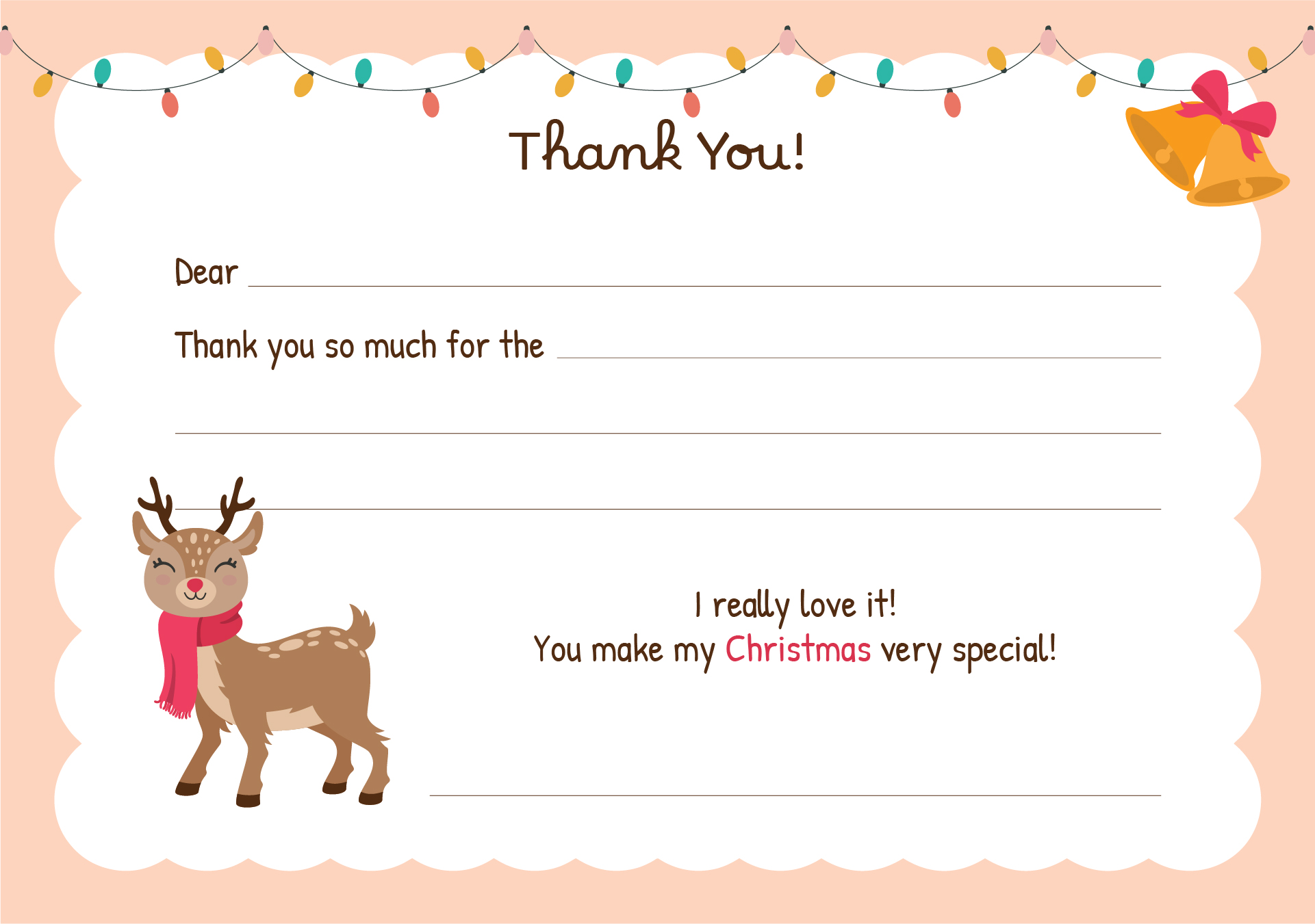 Printable Reindeer Thank You Cards