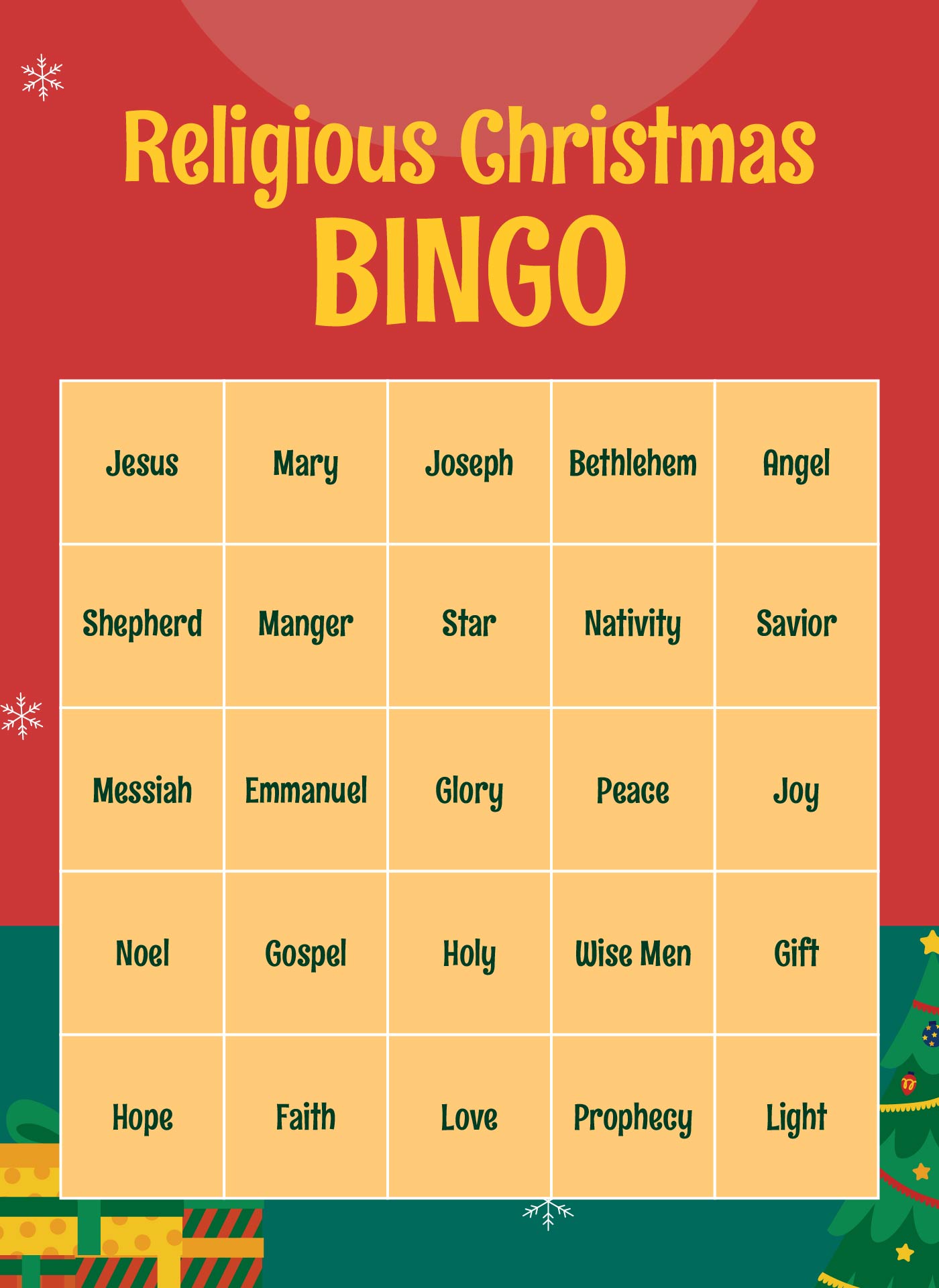 Printable Religious Christmas Bingo Set