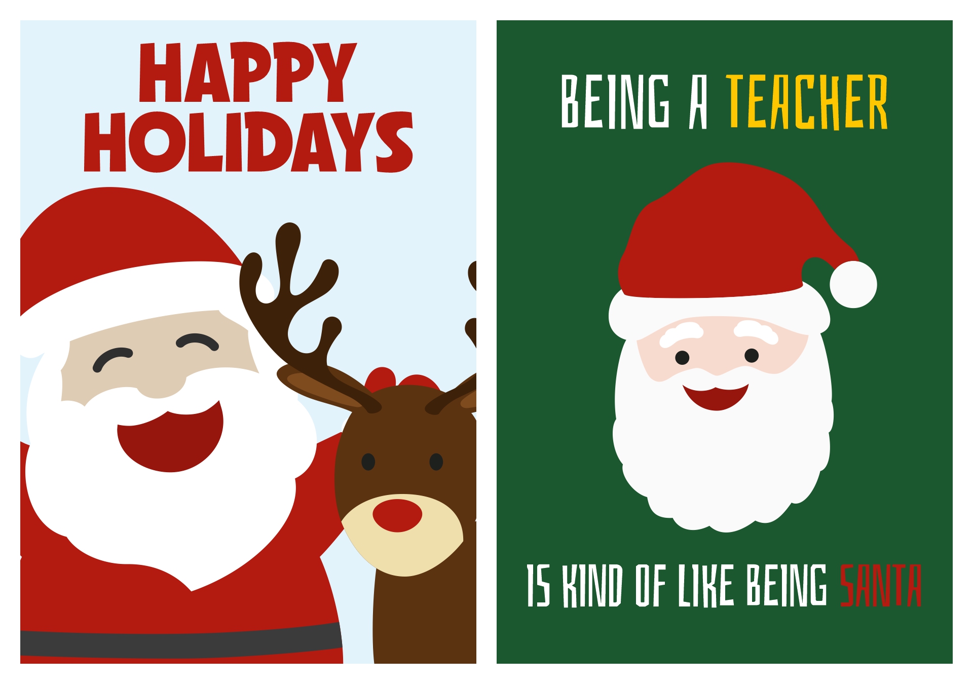 Printable Teacher Holiday Greeting Cards