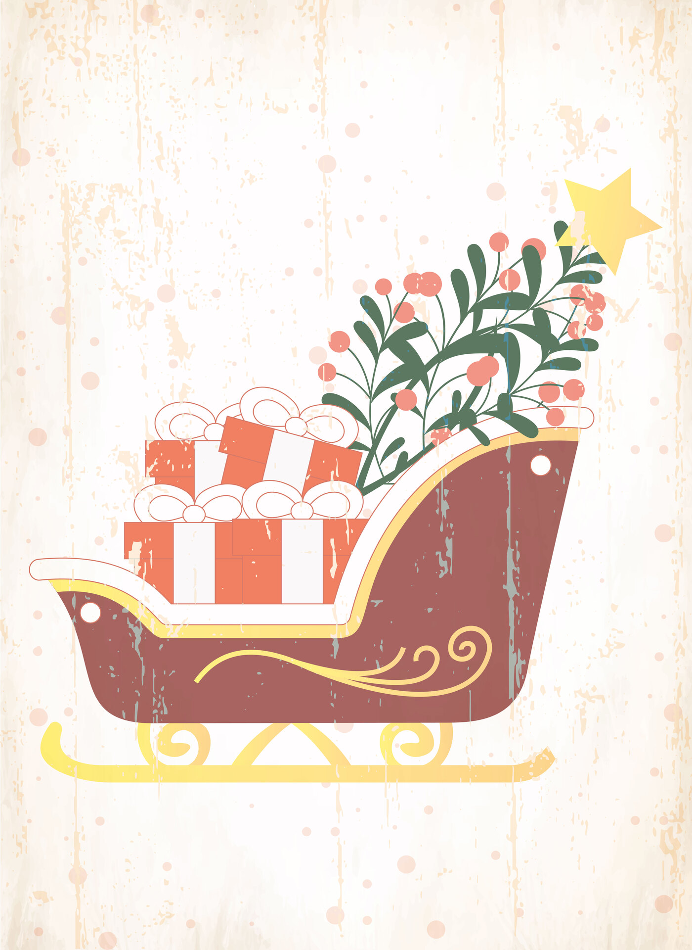 Printable Vintage Christmas Sleigh Design