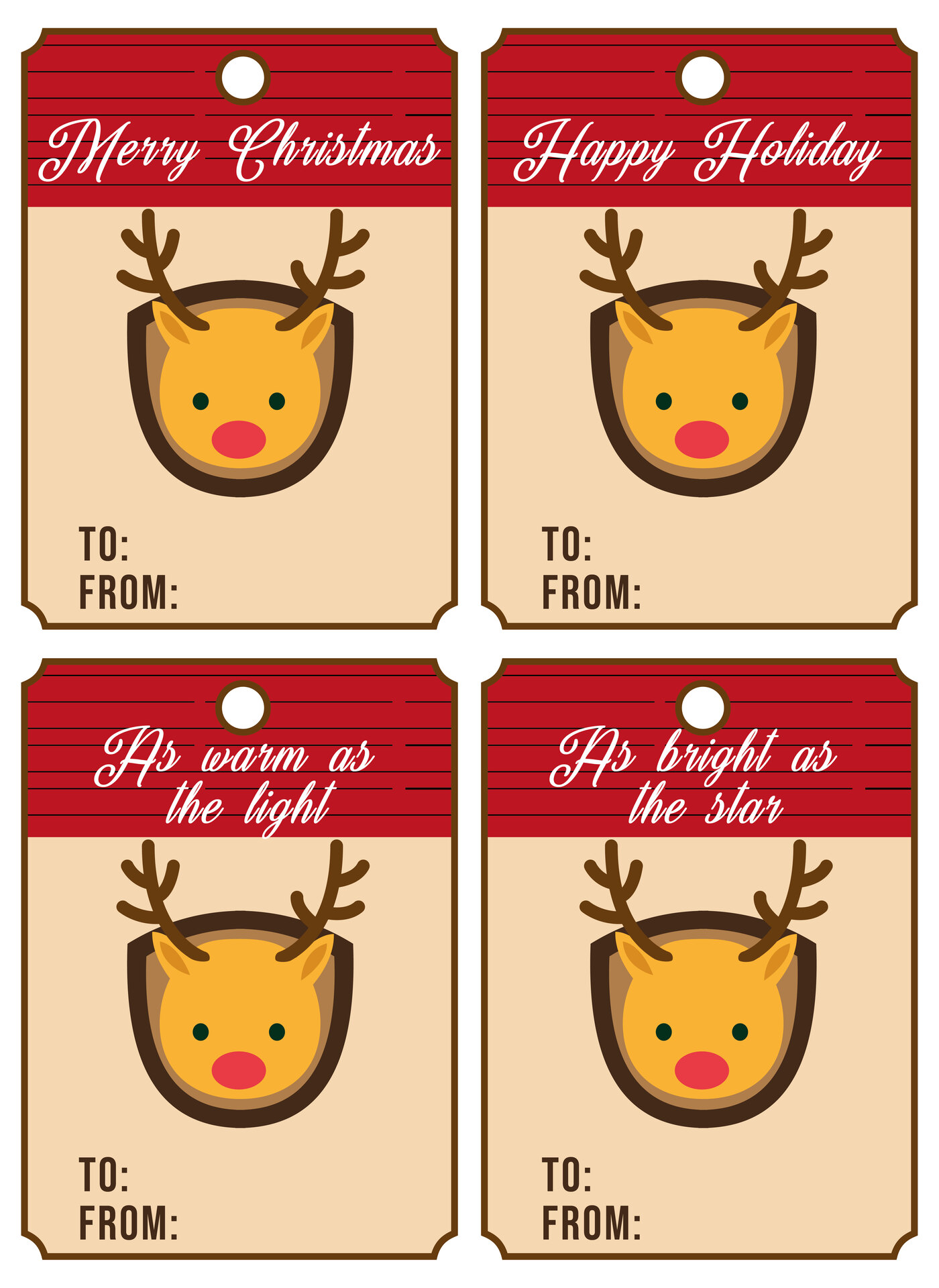 Printable Vintage Reindeer Gift Name Labels