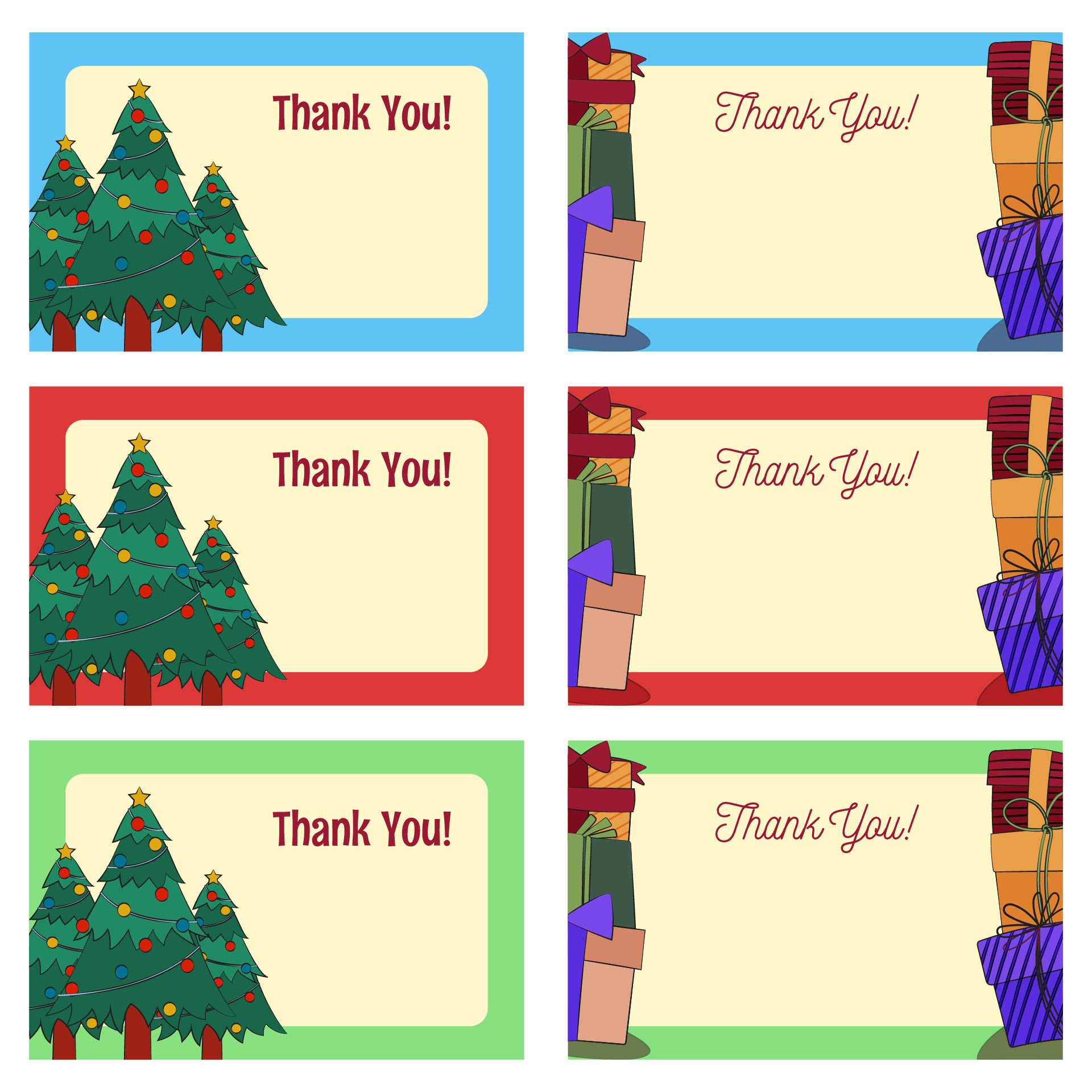 Printable Xmas Thank You Cards