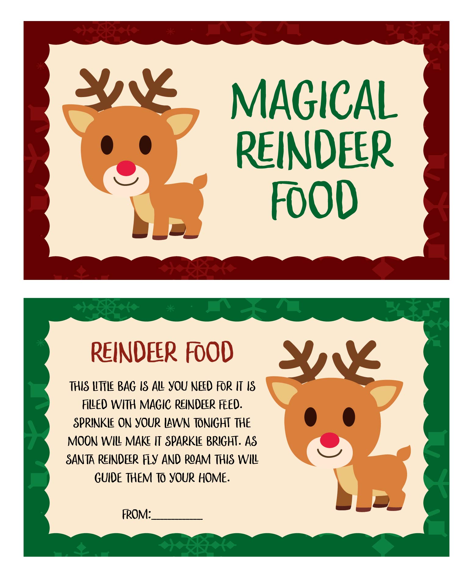 Reindeer Food Printable Pouches