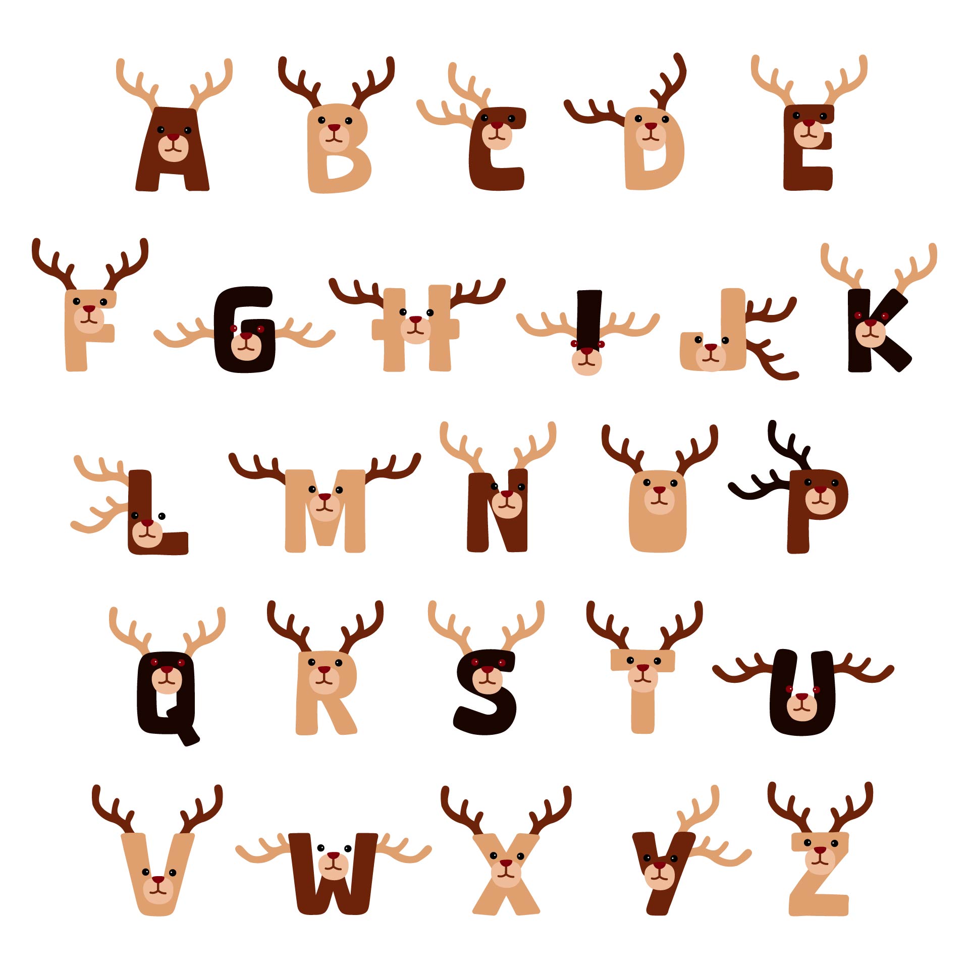 Reindeer Pattern Stencil Letters