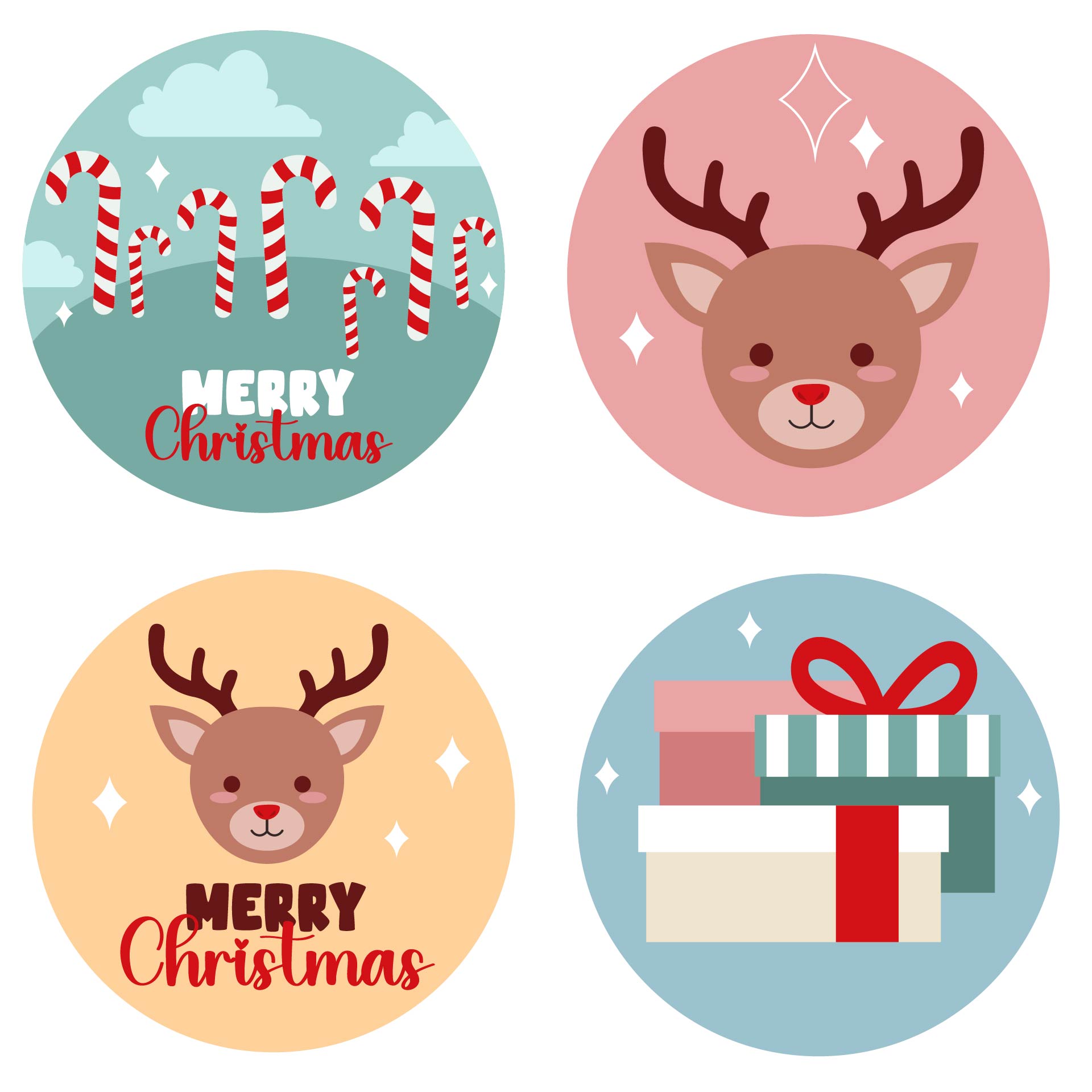 Reindeer Snack Bag Stickers