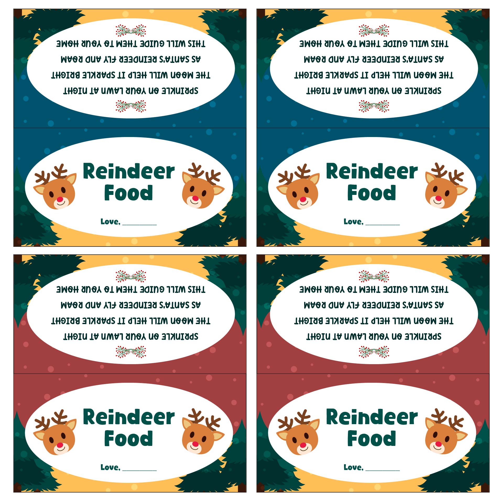 Reindeer Snack Bags Printable