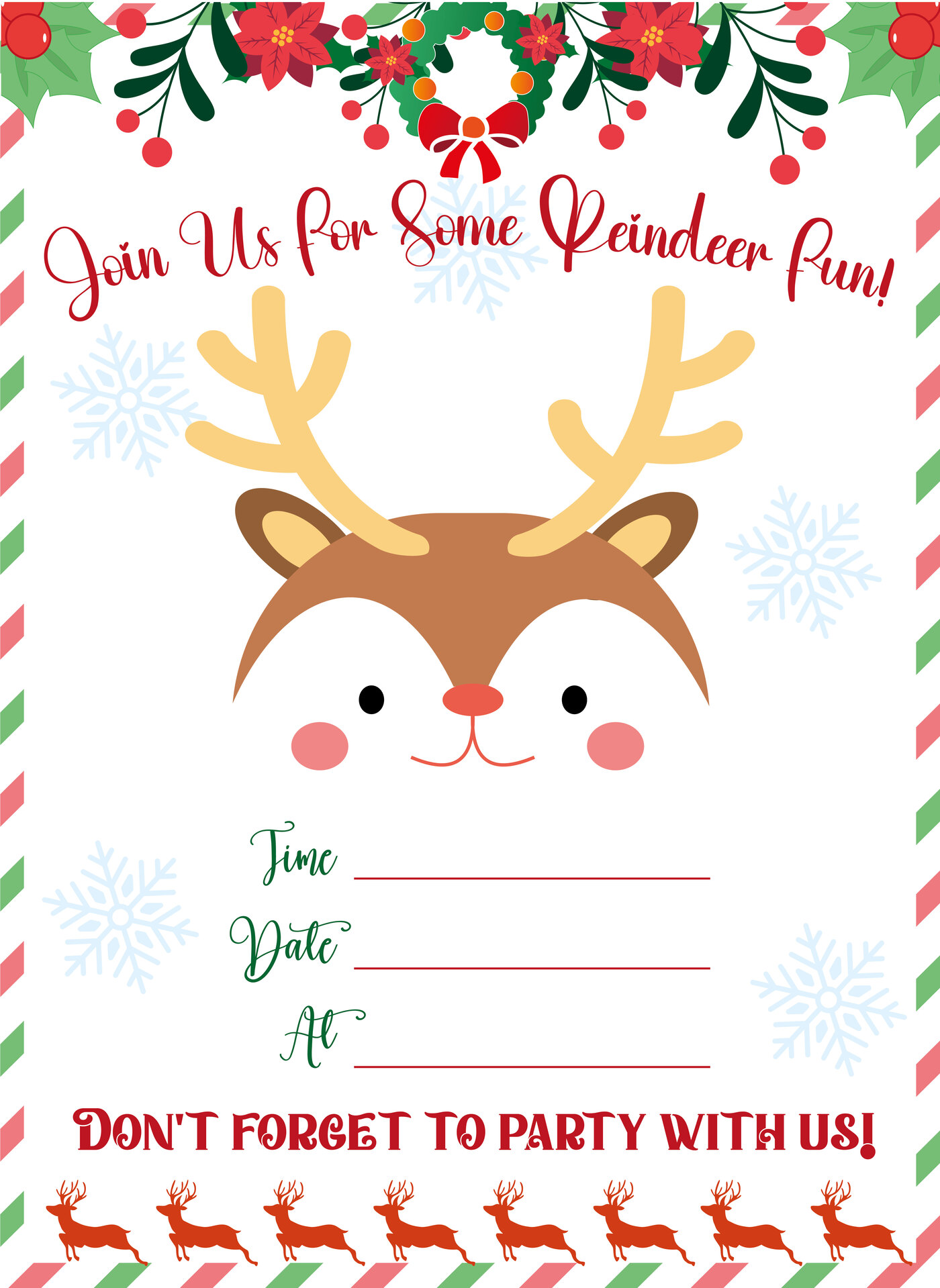 Reindeer Themed Party Invitations