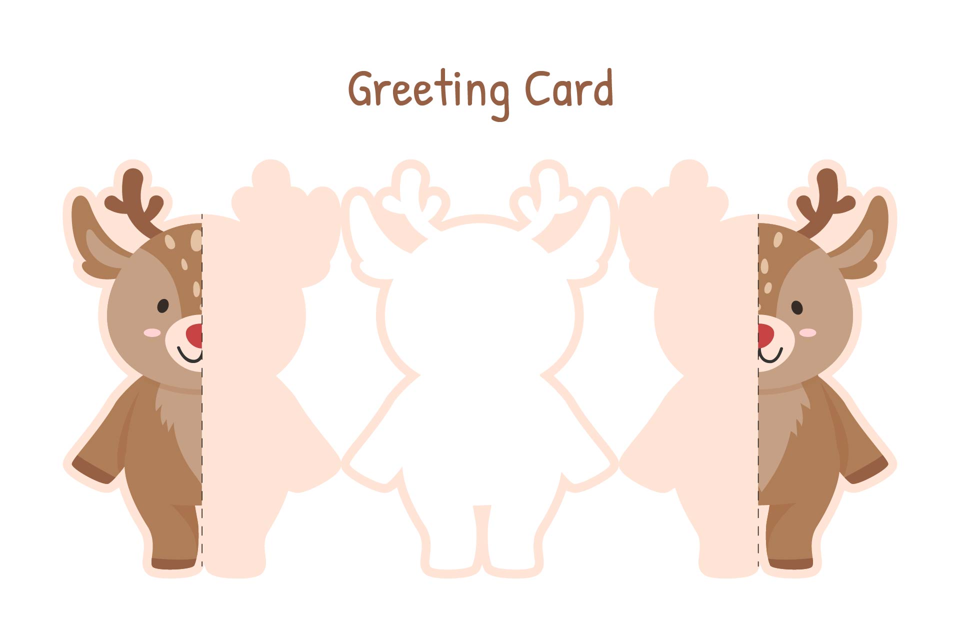 Reindeer Themed Printable Greeting Cards