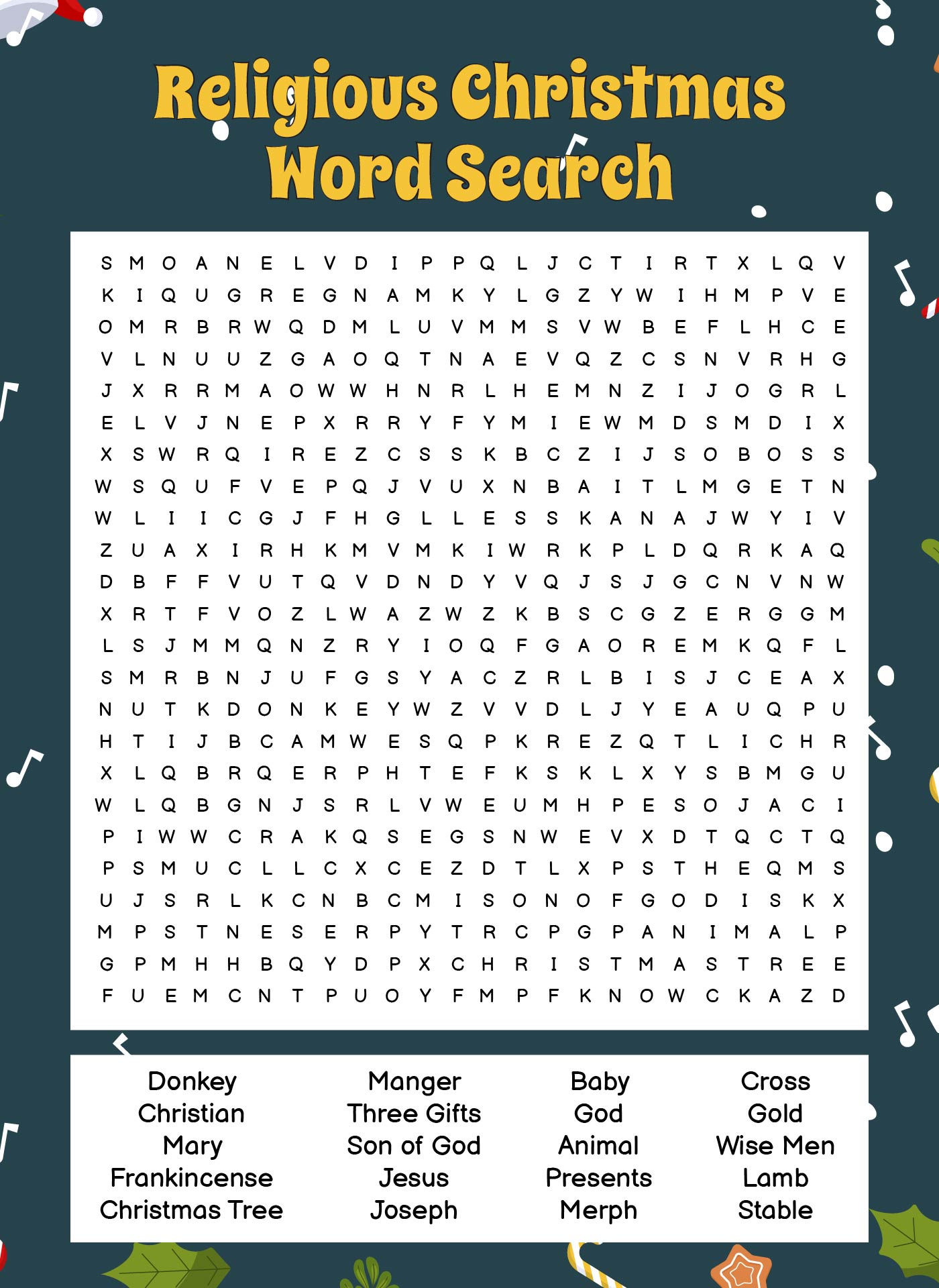 Religious Christmas Word Search Puzzles