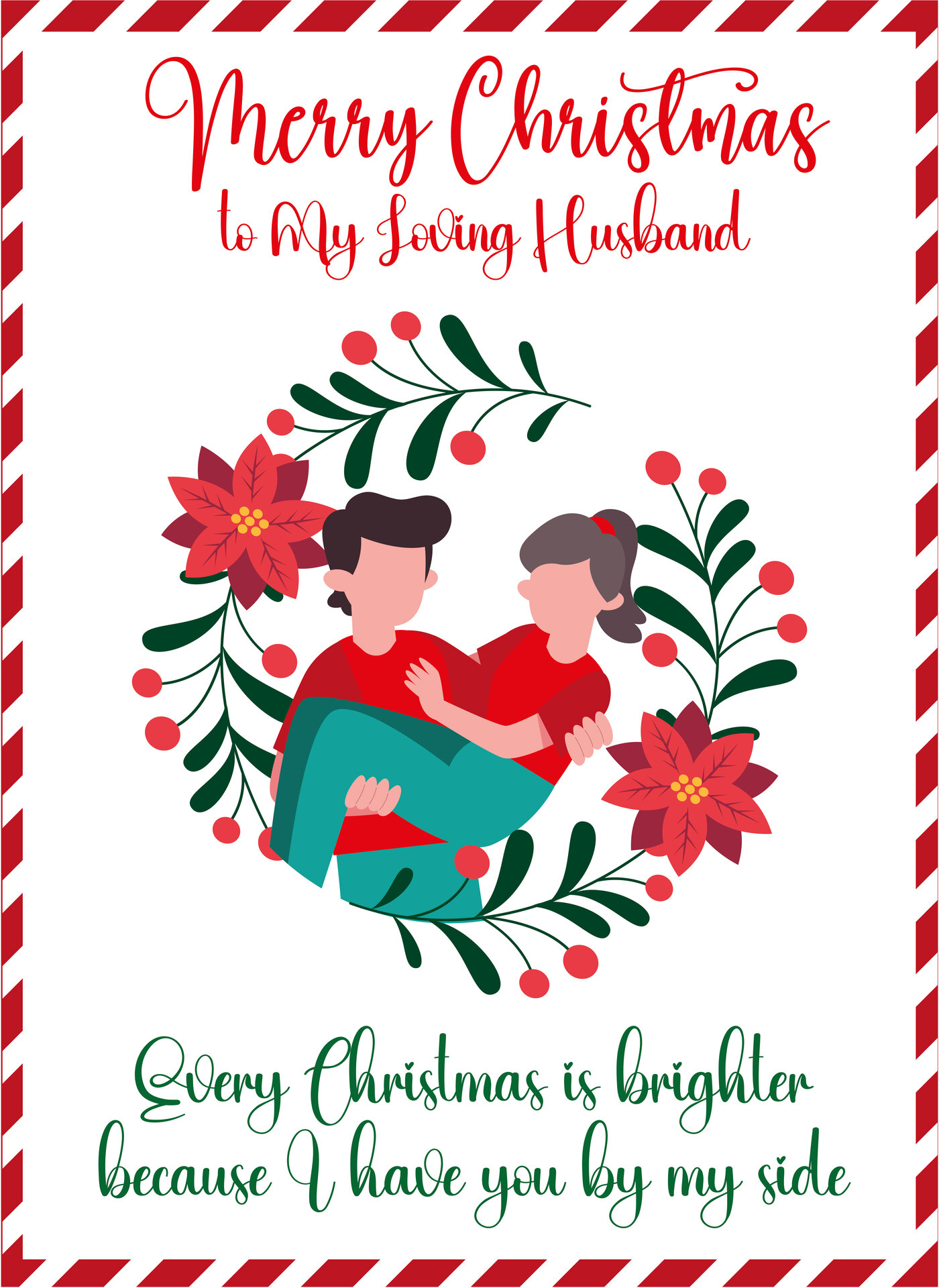 Romantic Christmas Cards Printable for Husband