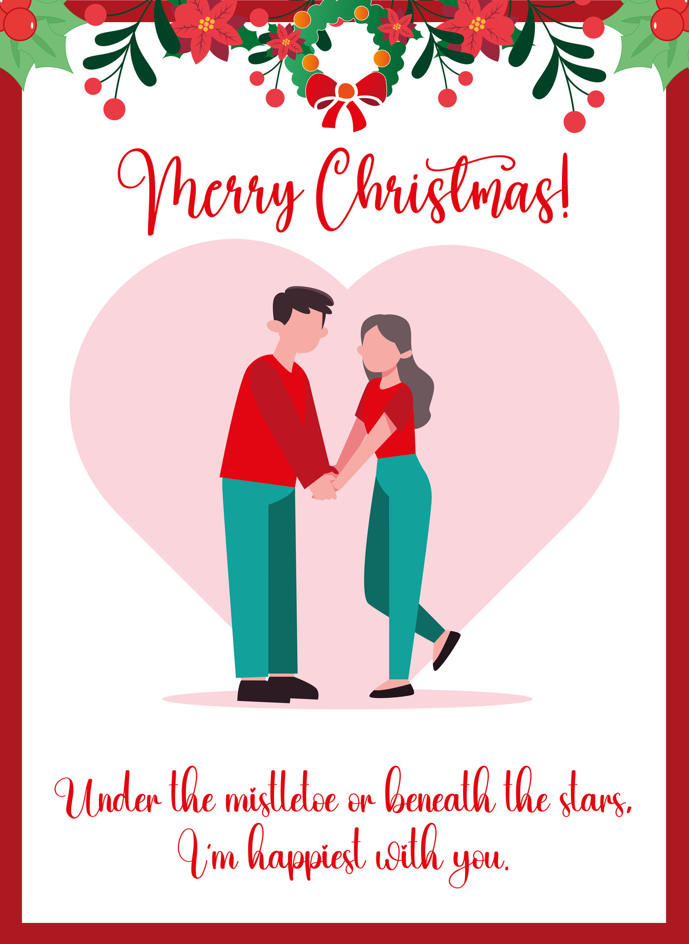 Romantic Christmas Postcards Printable