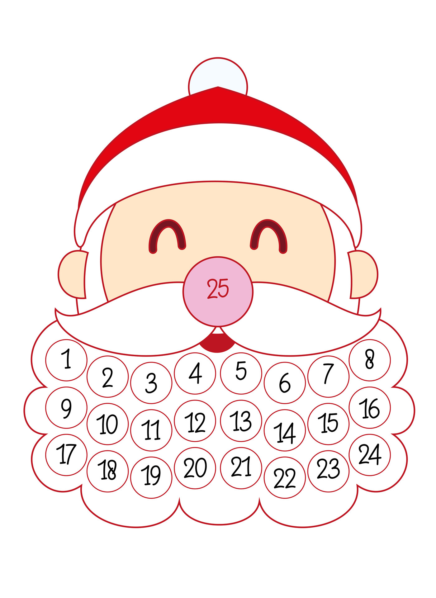 Santa Claus Advent Calendar Printable for Preschool