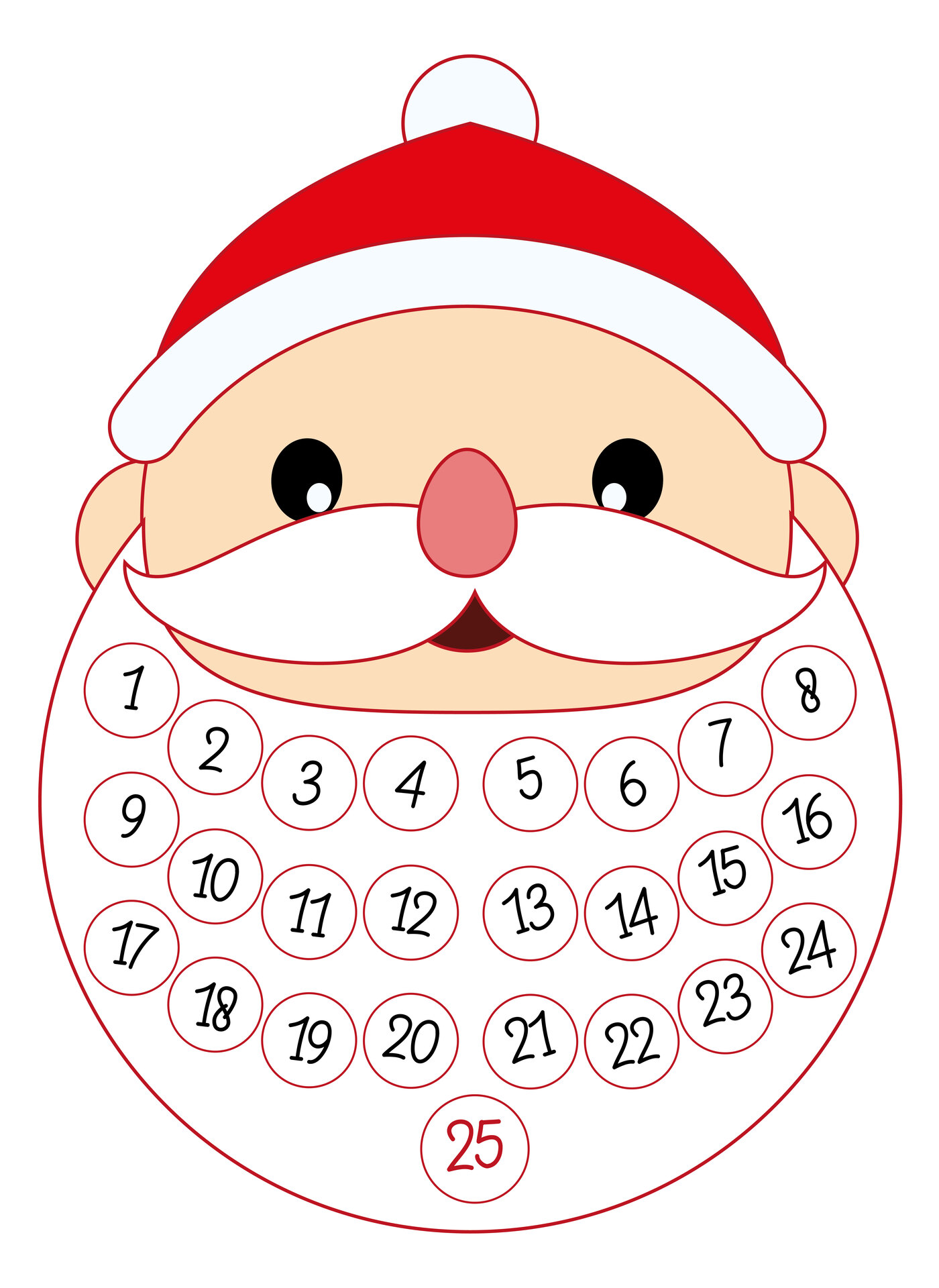 Santa Claus Countdown Advent Calendar Printable