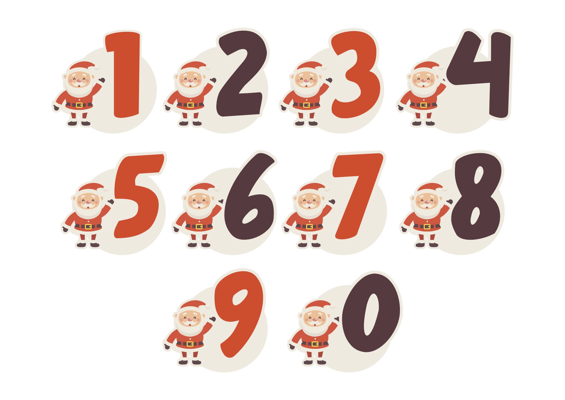 Santa Claus Themed Number Sticker Set