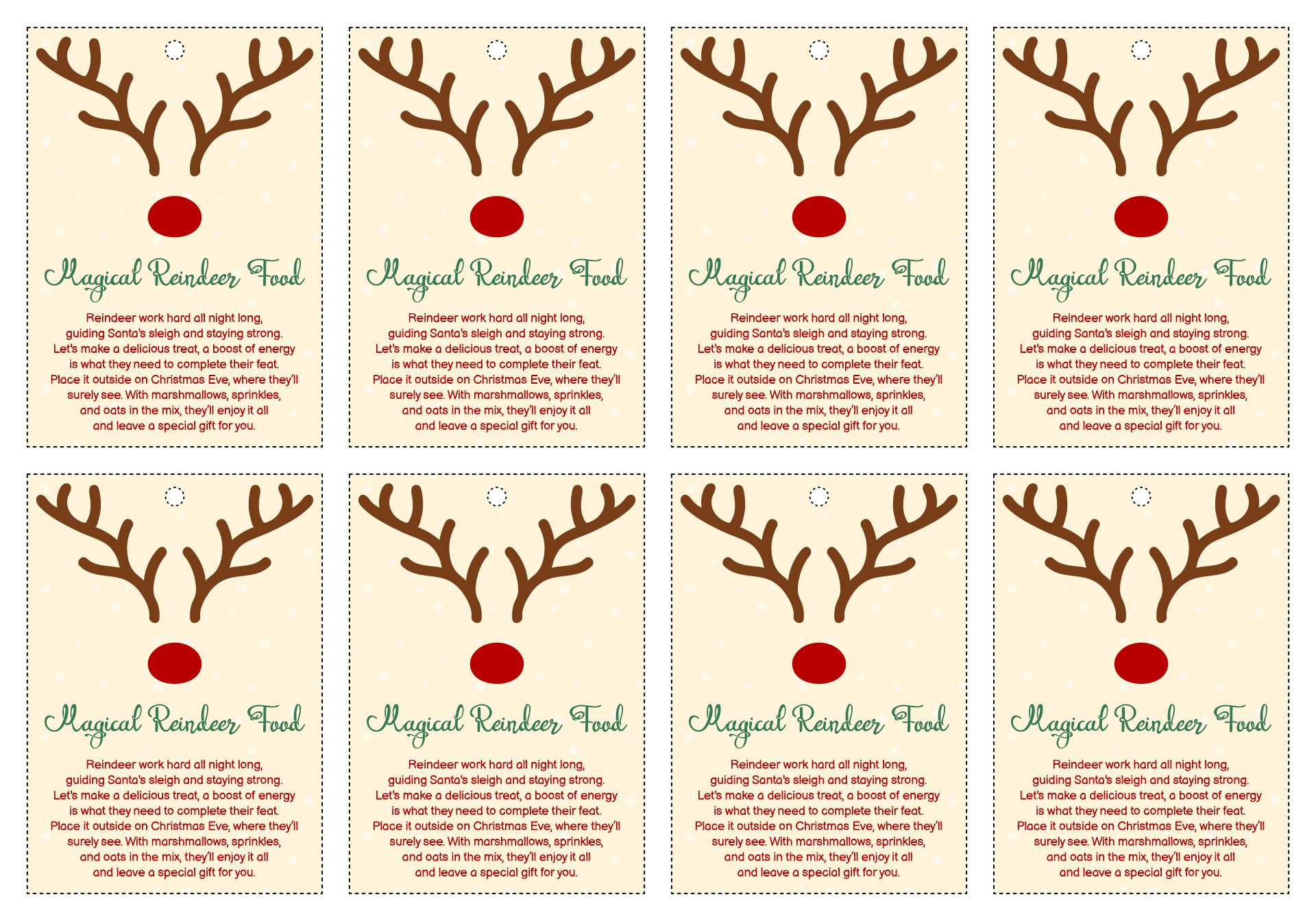 Santas Magic Reindeer Food Wrapper Printable