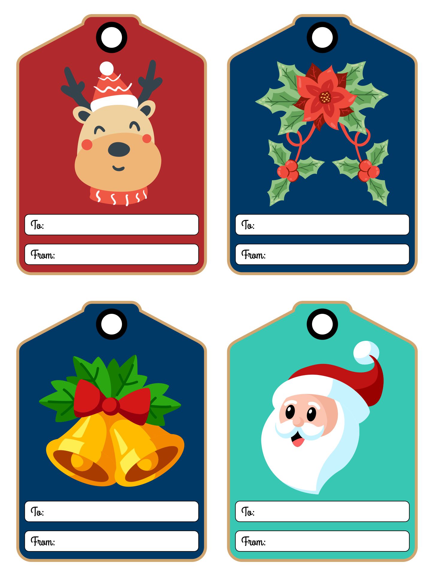 Santas Reindeer Themed Printable Gift Tags