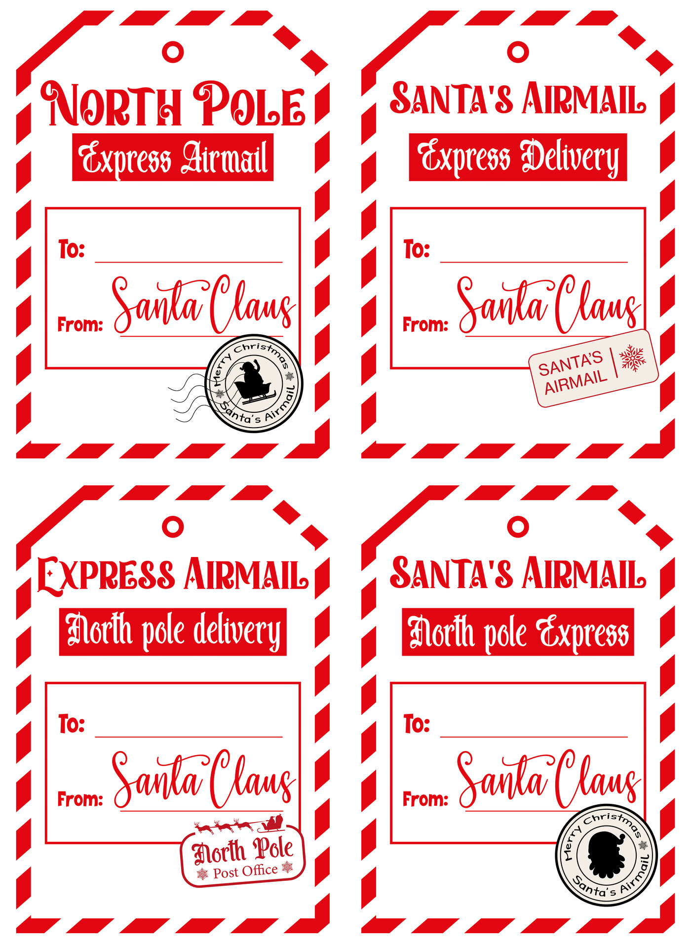 Santa Signature Christmas Gift Tags