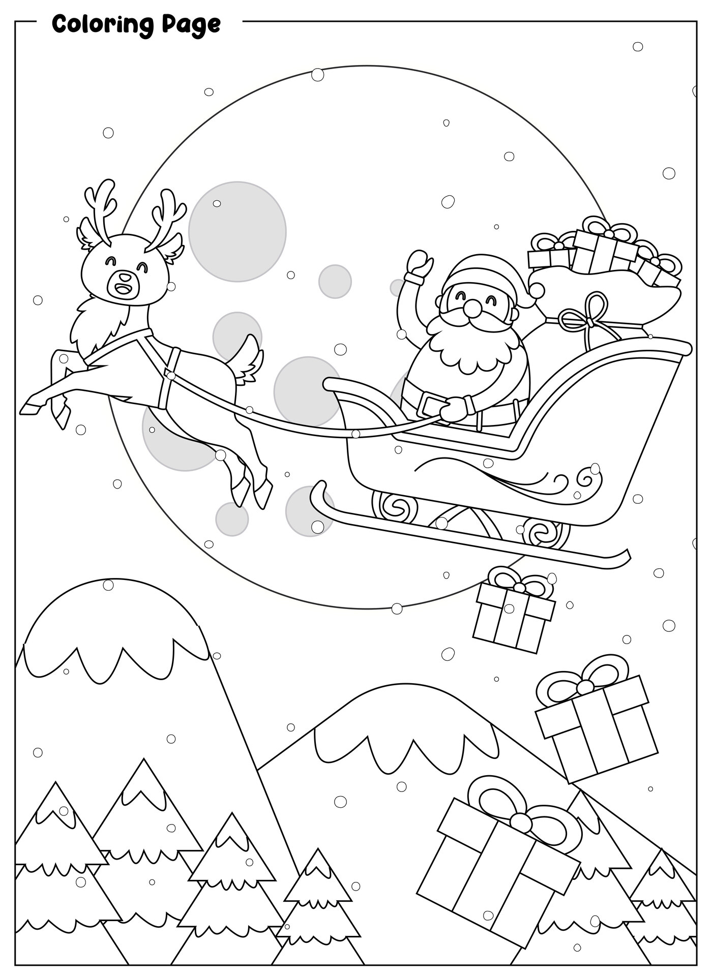 Santa Sleigh Coloring Sheet Printables