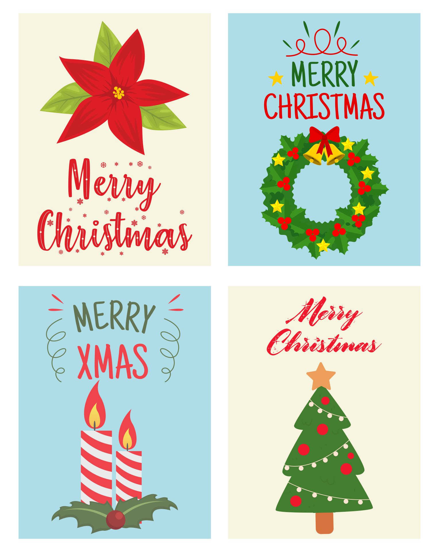 Small Christmas Cards Printable Sets