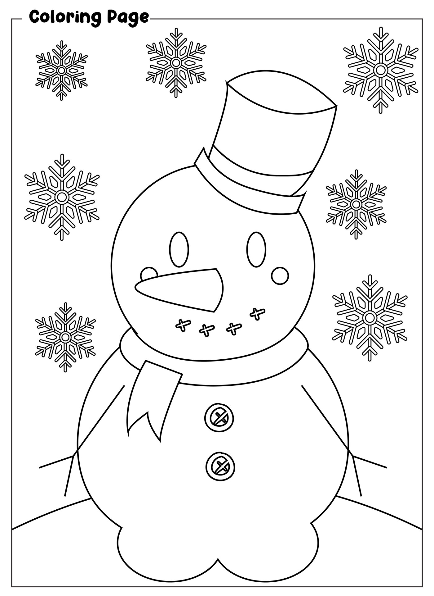 Snowman and Snowflakes Coloring Printables