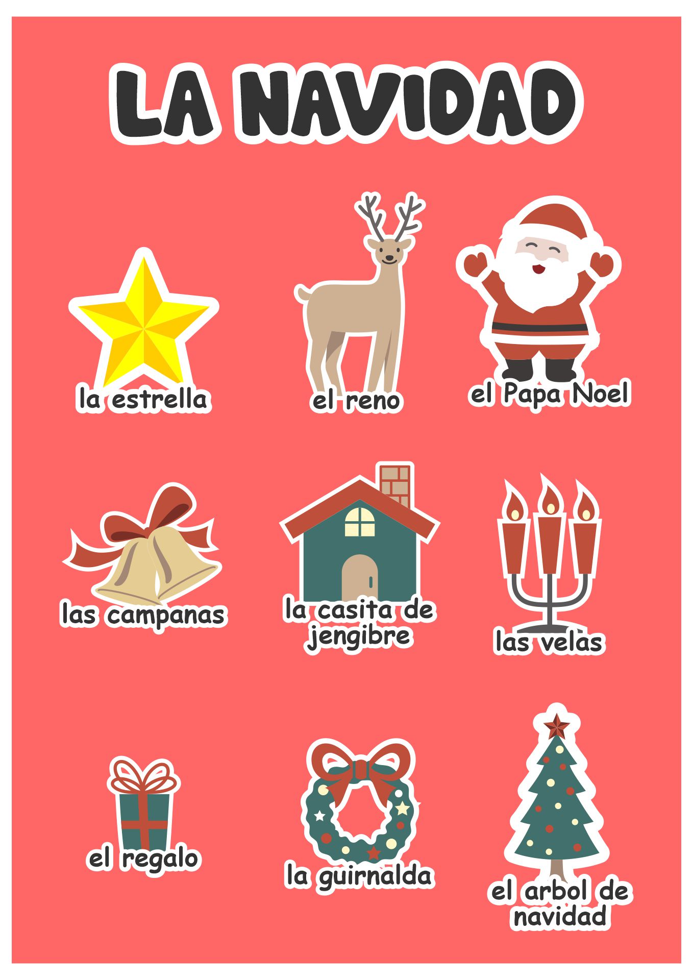 Spanish Christmas Vocabulary Learning Printables Worksheets