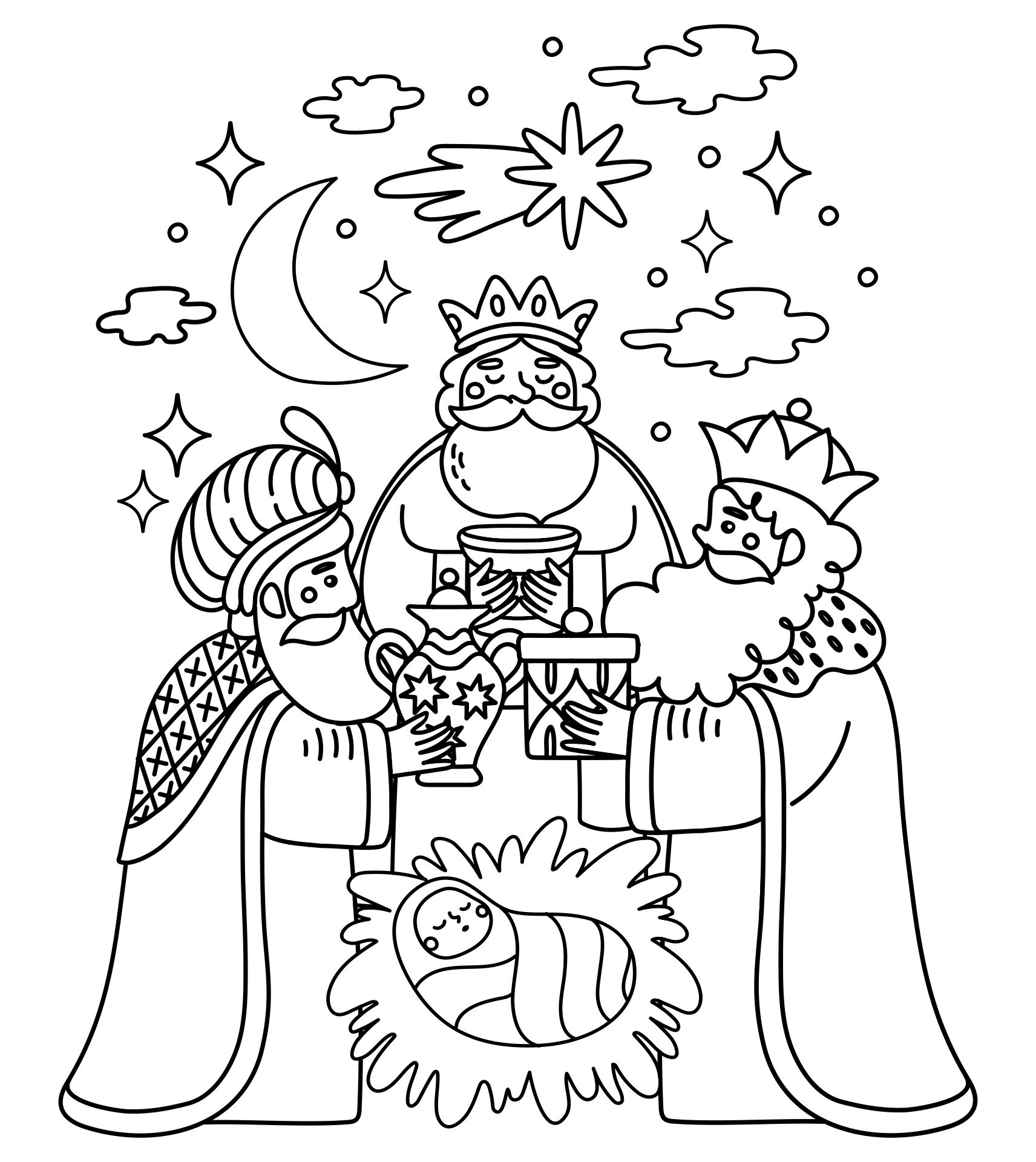 Star of Bethlehem Jesus Christmas Coloring Pages Printable