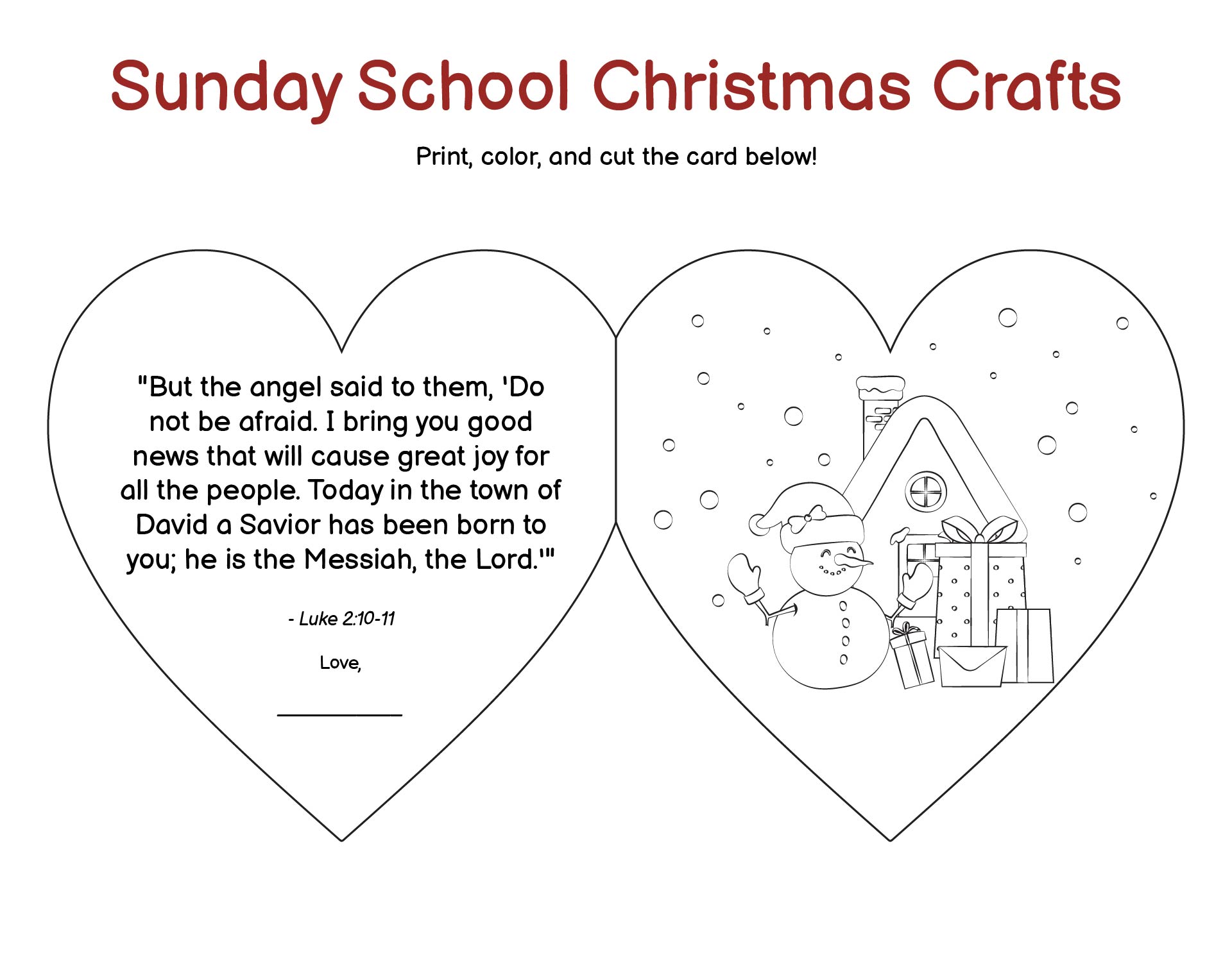 Sunday School Christmas Crafts Printables