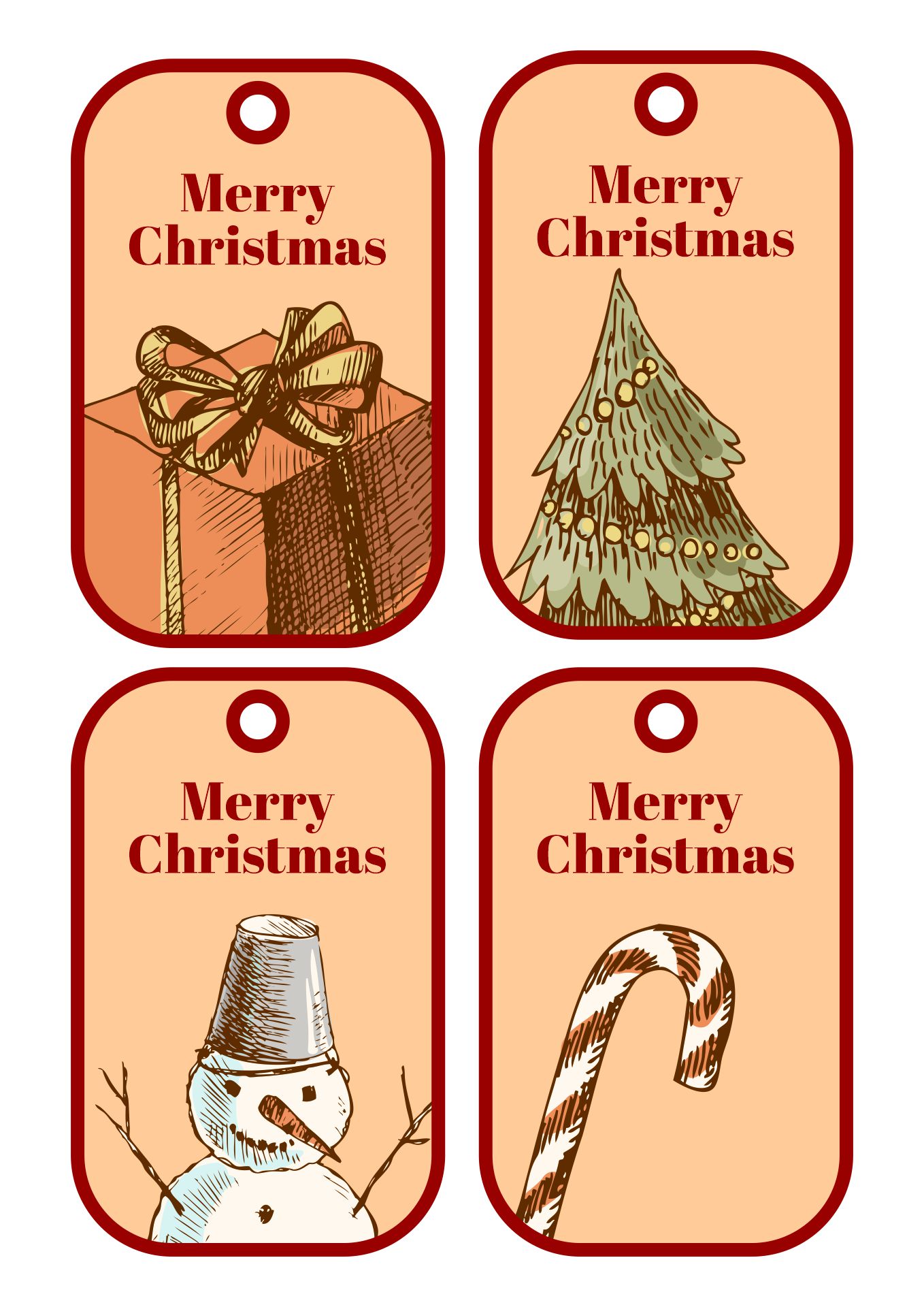 Vintage Style Christmas Gift Tags Paper Printable